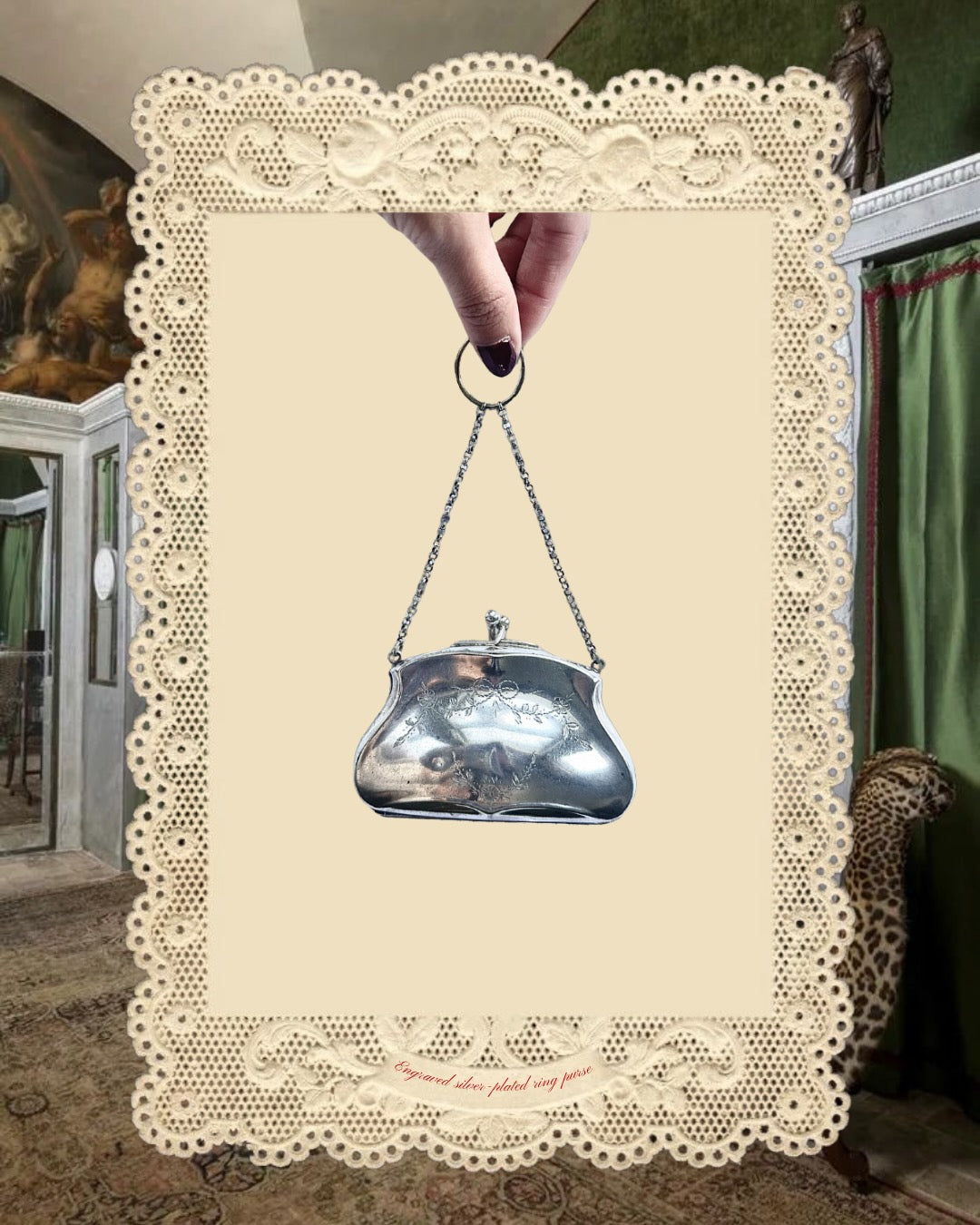1930s Engraved Silver-Plated Ring Purse