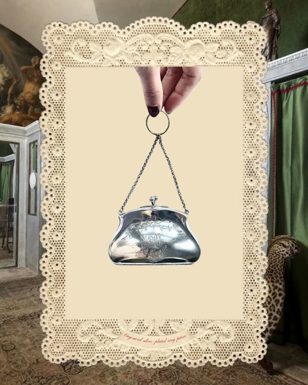 1930s Engraved Silver-Plated Ring Purse