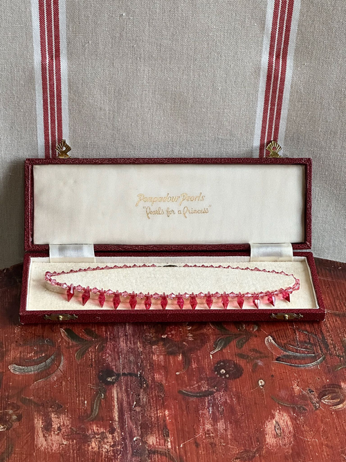 1920s Art Deco Pink Crystal Necklace