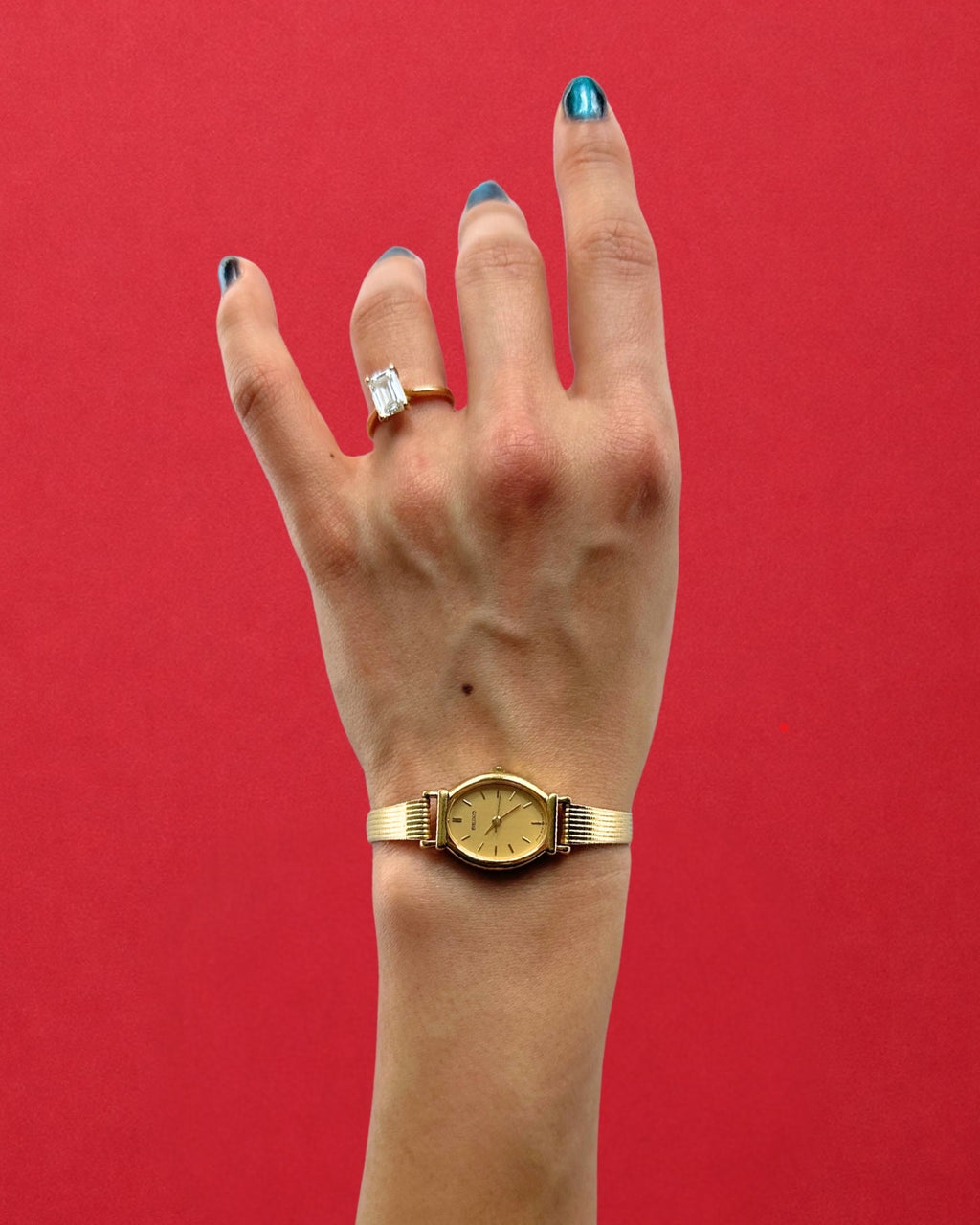 1980s Seiko Patterned Bracelet Quartz Watch