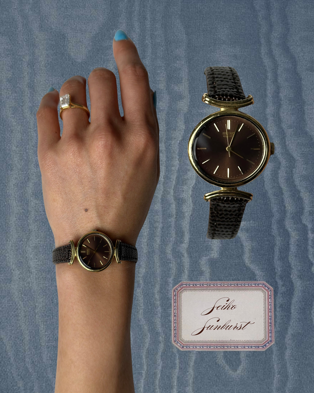 1980s Seiko brown sunburst quartz watch