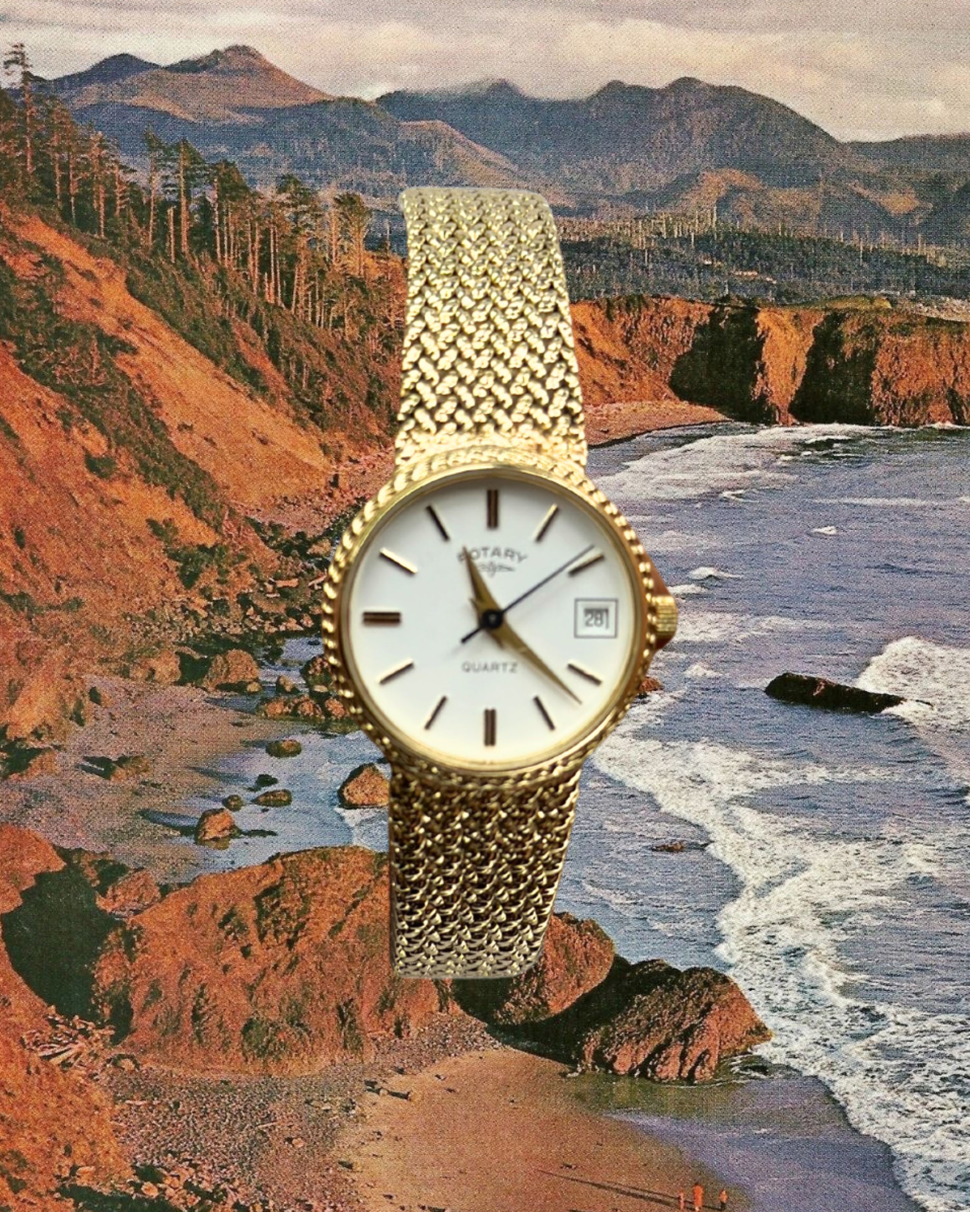 1980s Rotary round gold-plated quartz watch