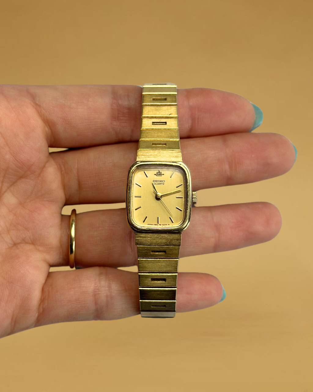 1980s Seiko gold-plated rectangle quartz watch