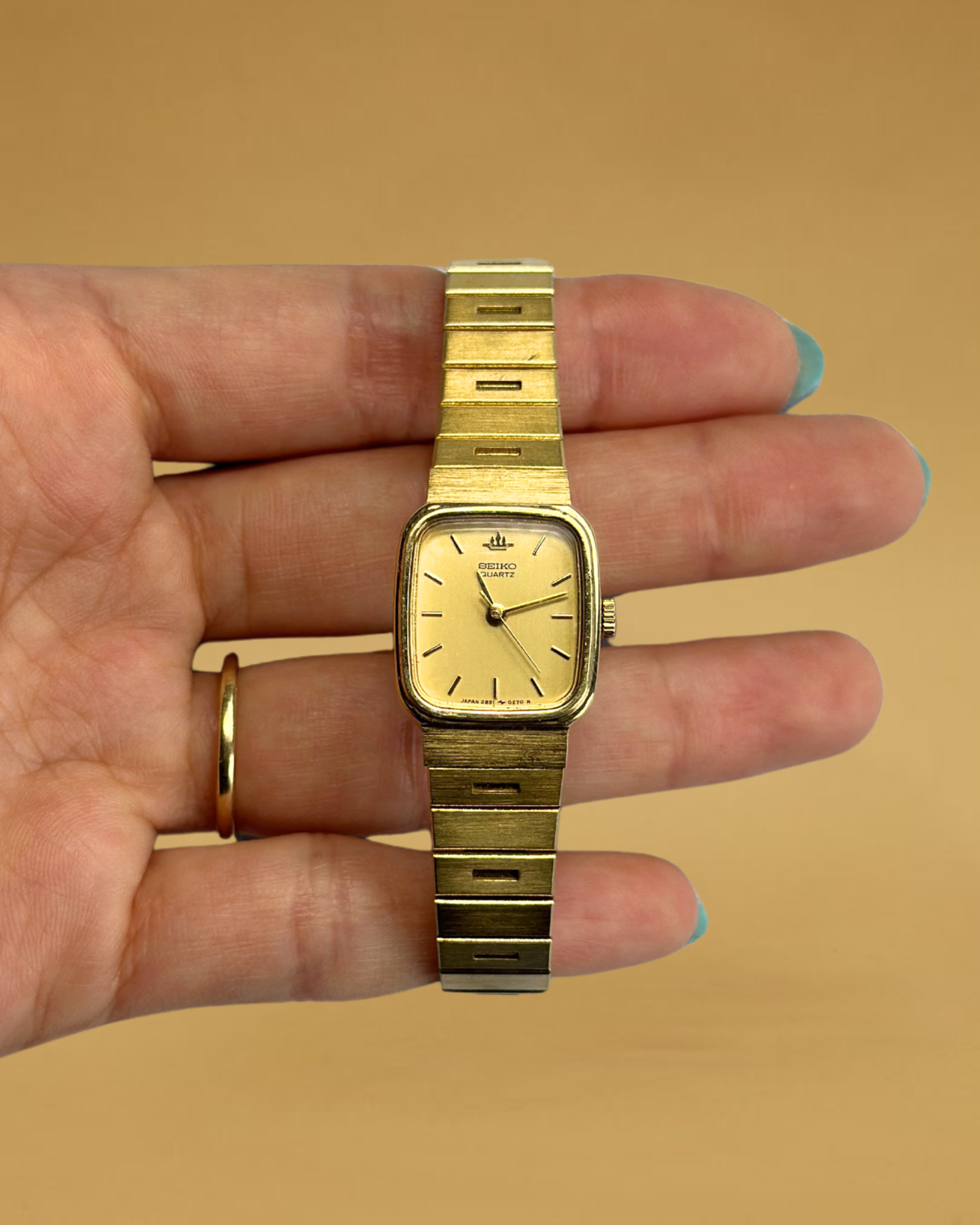 1980s Seiko gold-plated rectangle quartz watch
