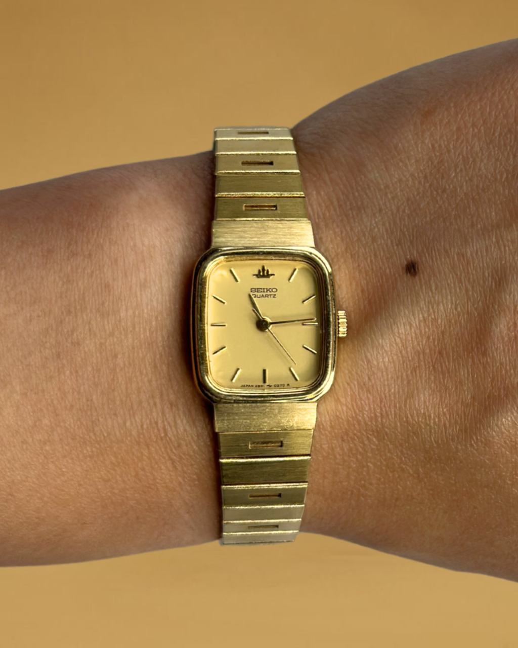 1980s Seiko gold-plated rectangle quartz watch
