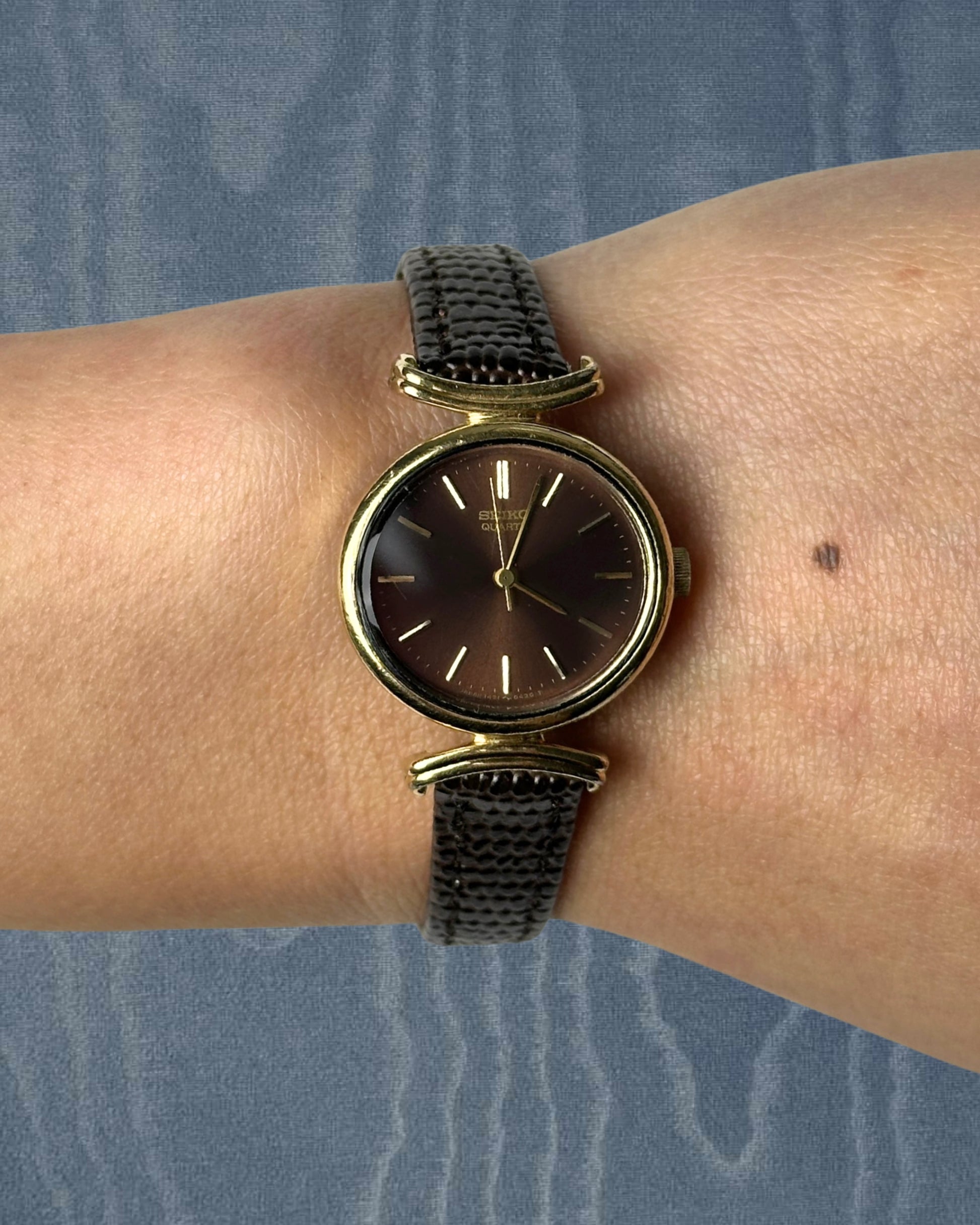 1980s Seiko brown sunburst quartz watch