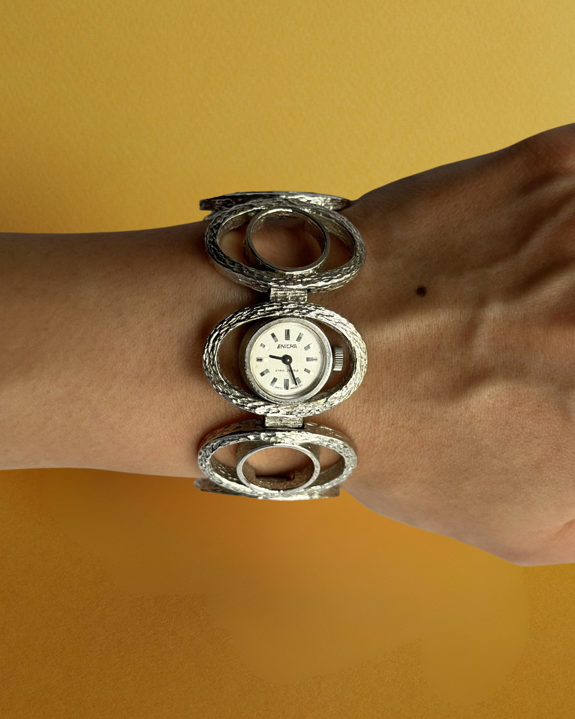 1970s Enicar silver tone mechanical watch