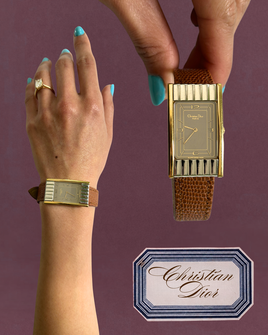 1980s Christian Dior Two-Tone Rectangle Quartz Watch
