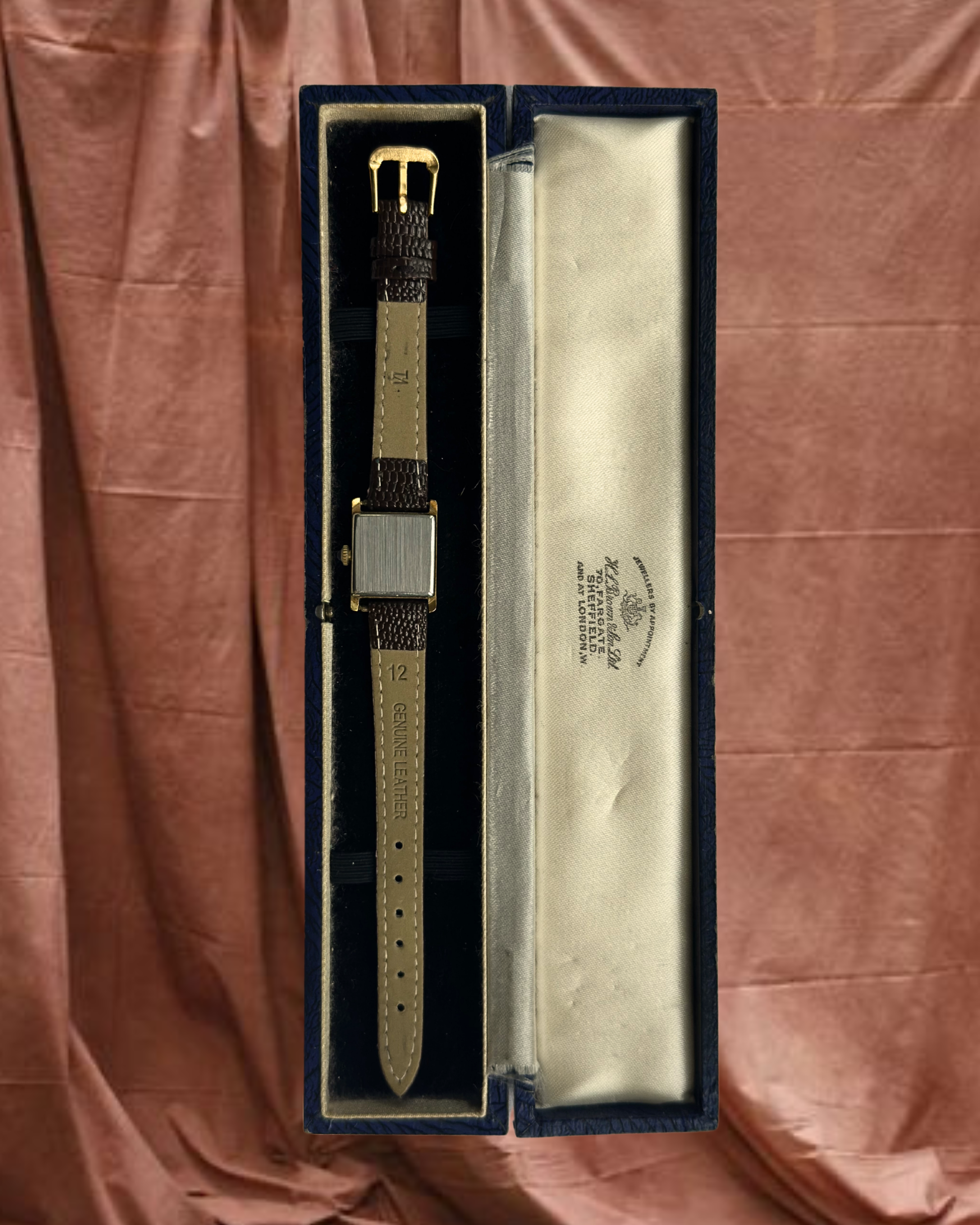 1970s Accurist Square Brown Leather Mechanical Watch
