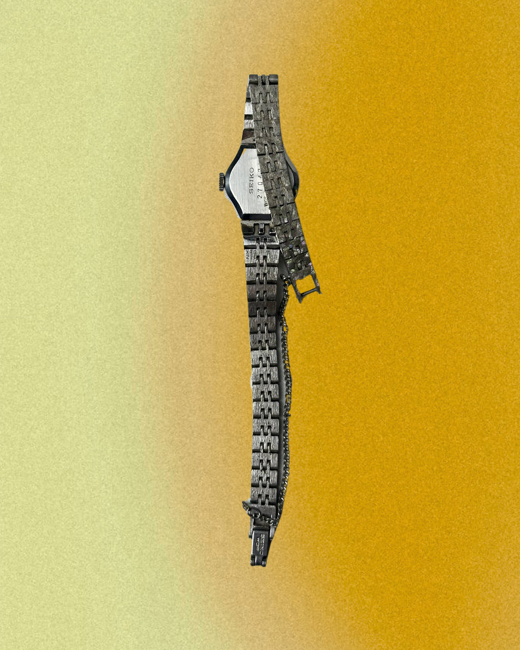 1970s Seiko navy oval silver tone mechanical watch