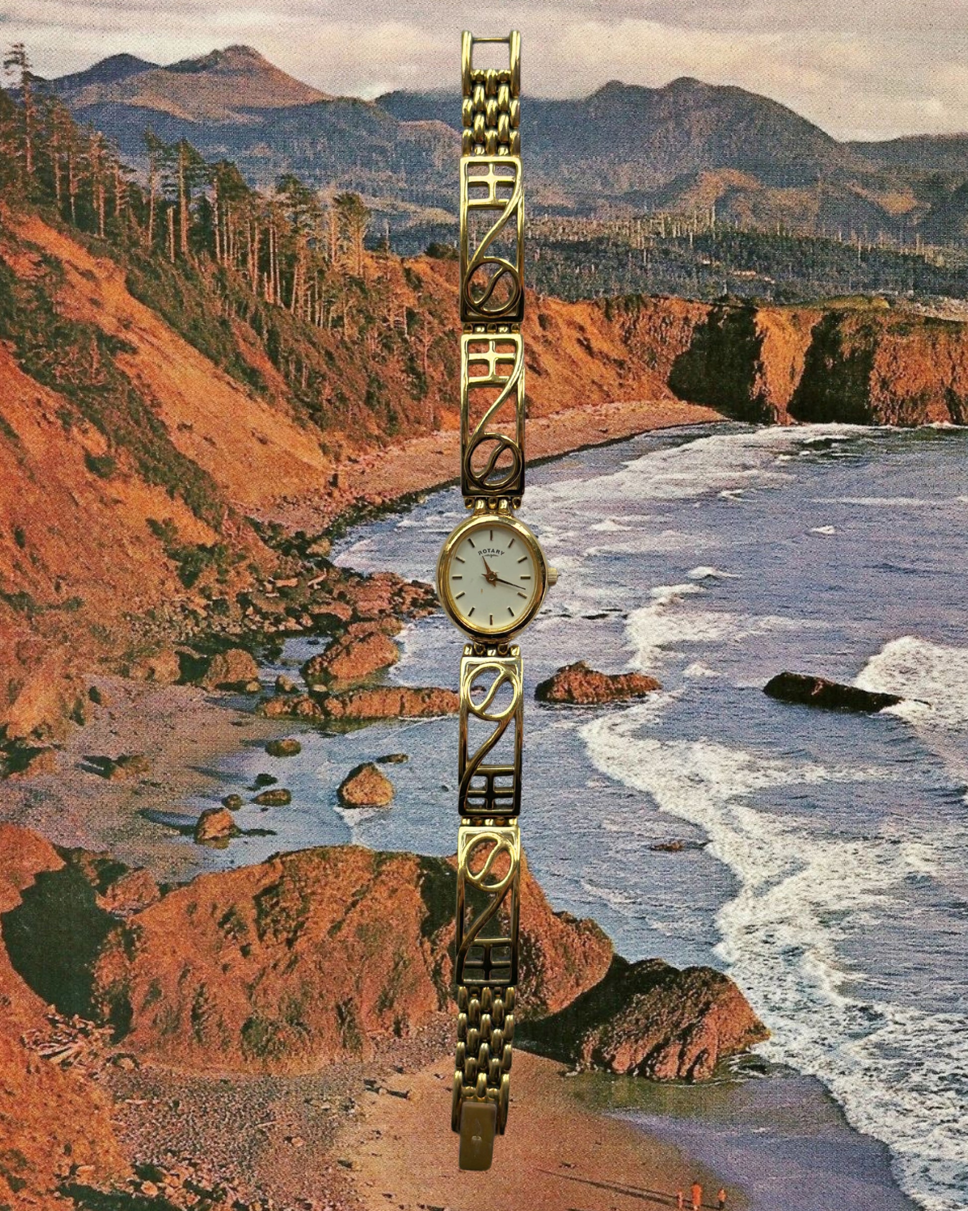 1980s Rotary patterned gold-plated quartz watch