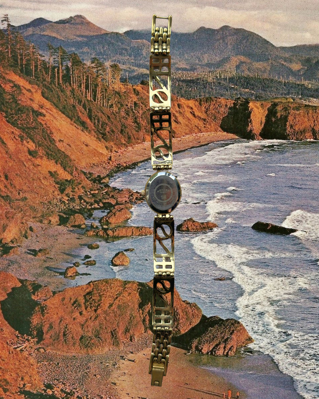 1980s Rotary patterned gold-plated quartz watch
