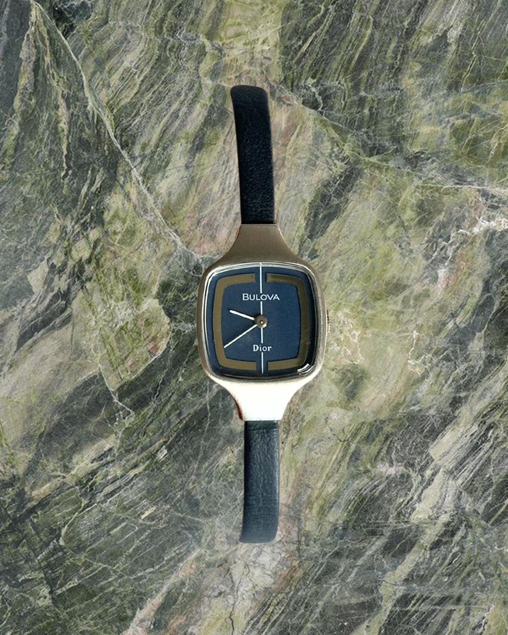1970s Dior x Bulova silver-tone blue mechanical watch