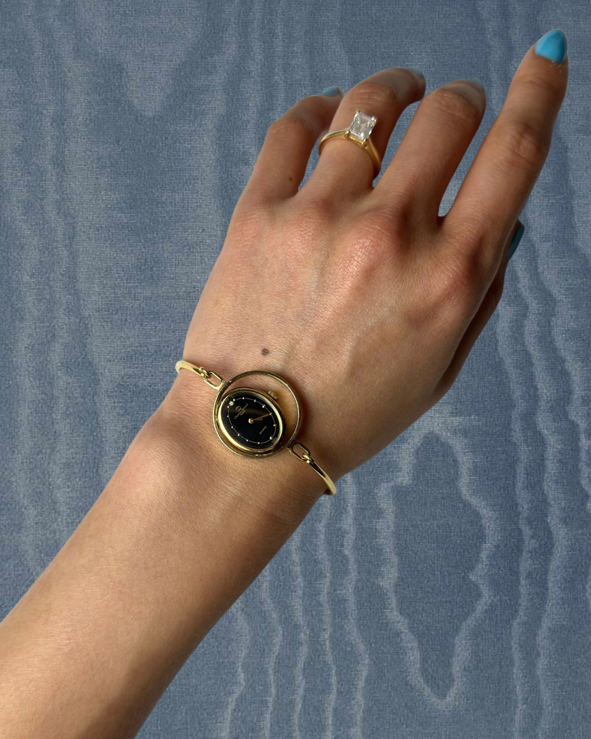 1980s Christian Bernard gold-plated bangle quartz watch