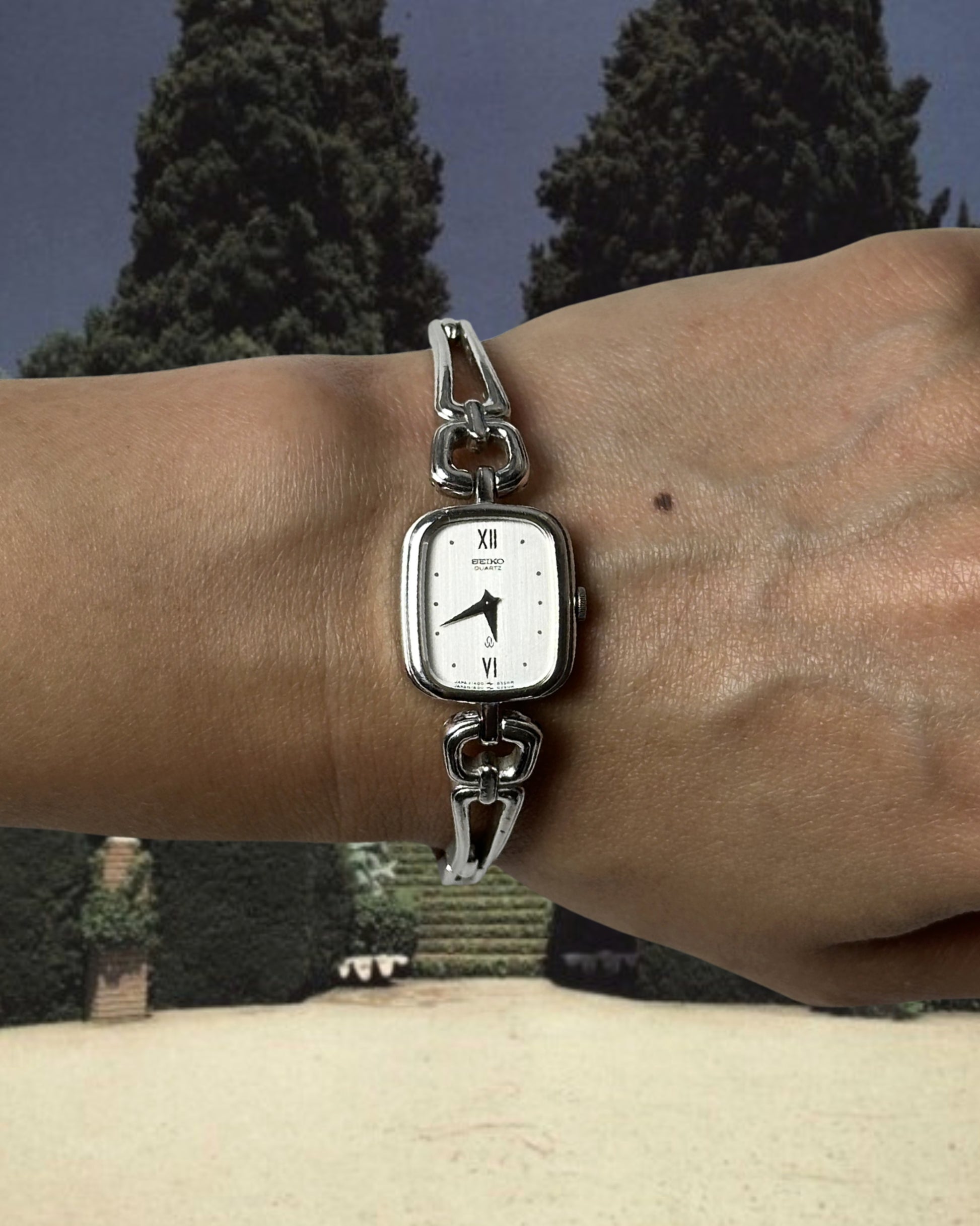 1980s Seiko hollow link silver tone quartz watch