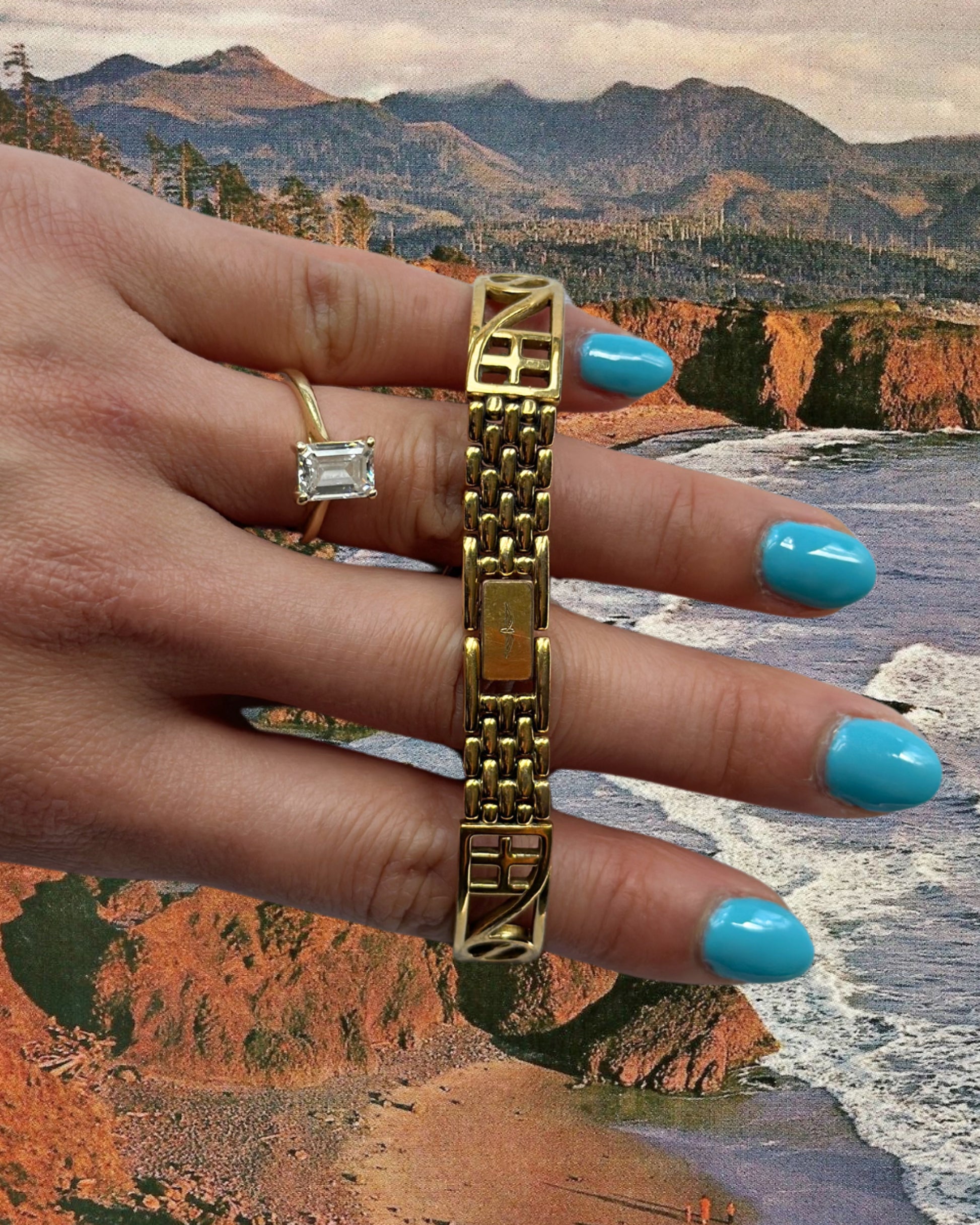 1980s Rotary patterned gold-plated quartz watch