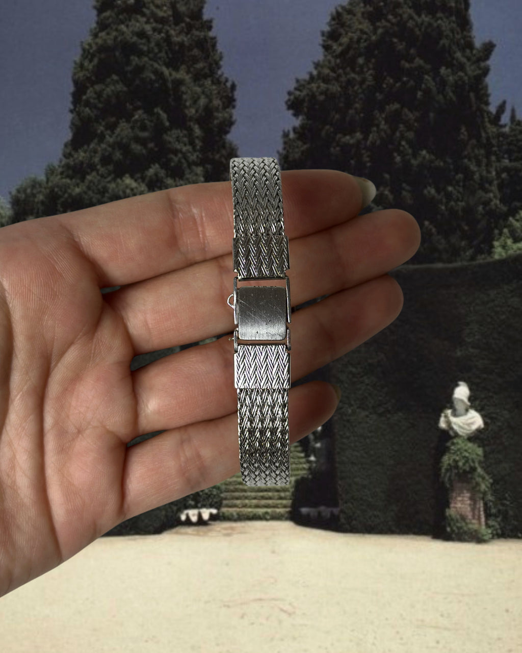 1980s Seiko silver tone rectangular quartz watch