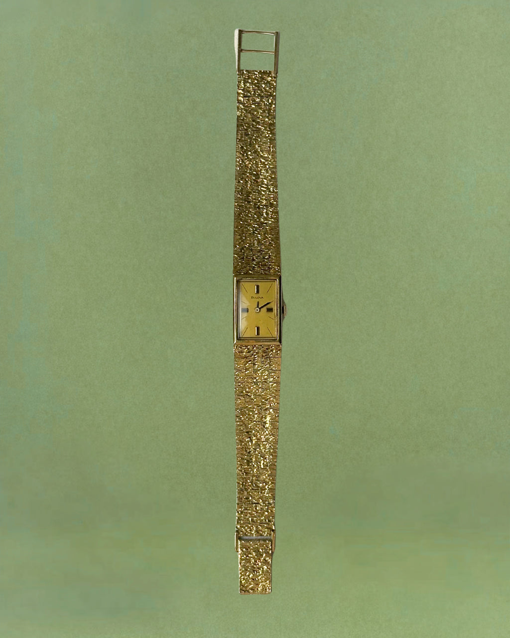 1970s Bulova gold-plated rectangular mechanical watch