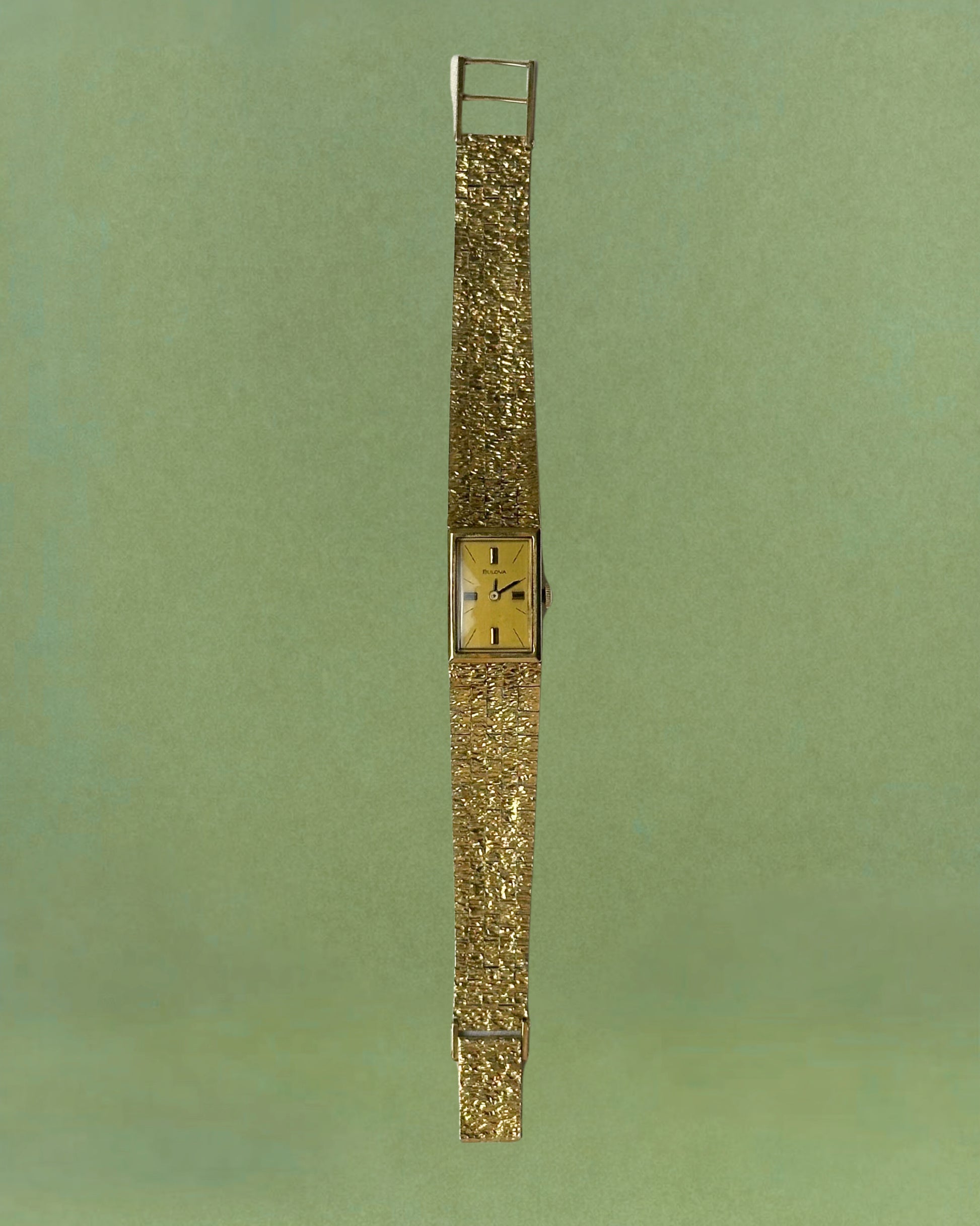 1970s Bulova gold-plated rectangular mechanical watch