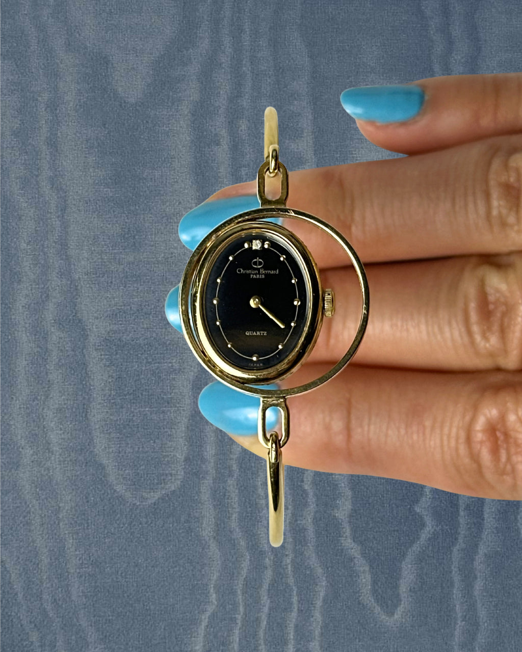 1980s Christian Bernard gold-plated bangle quartz watch