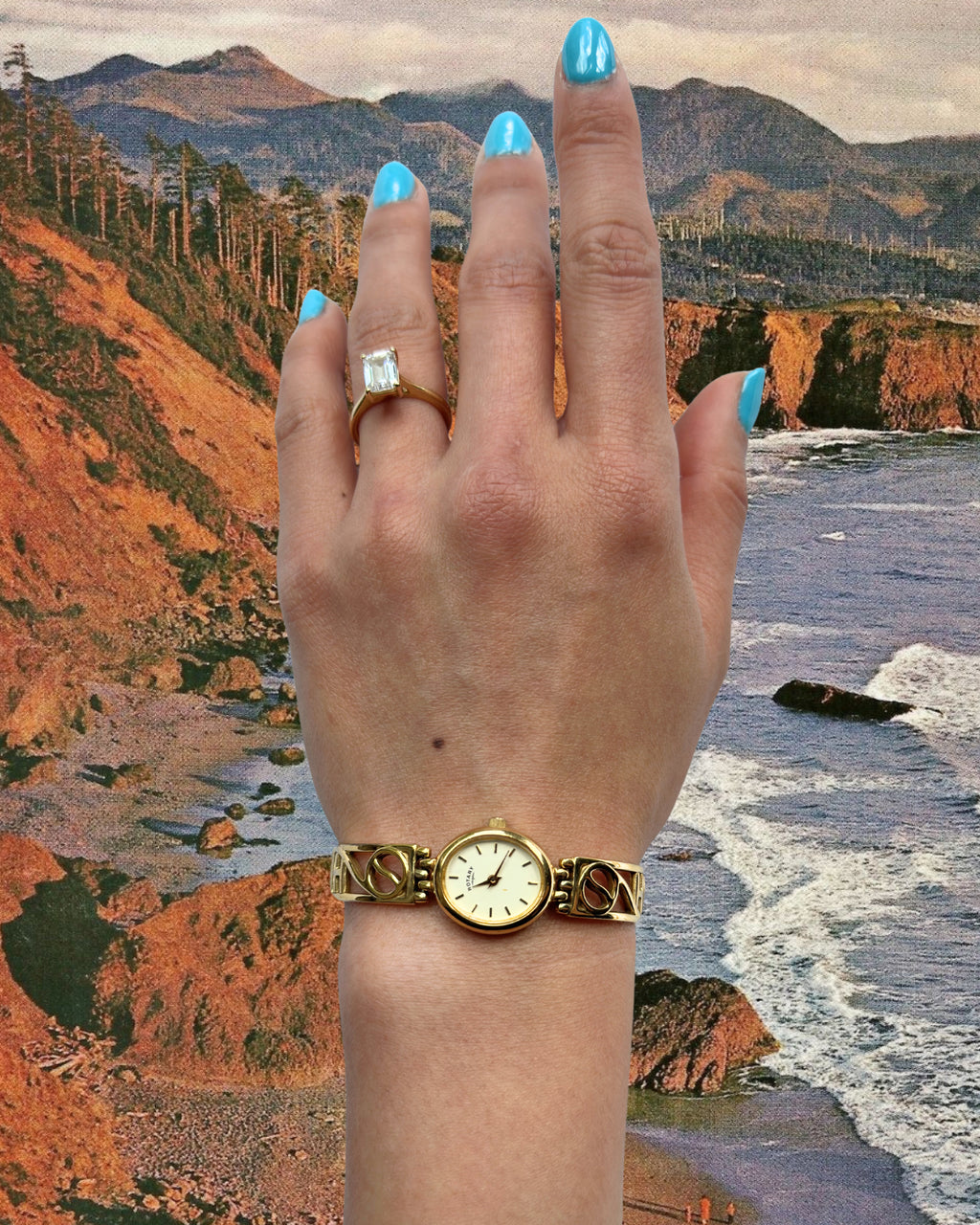 1980s Rotary patterned gold-plated quartz watch