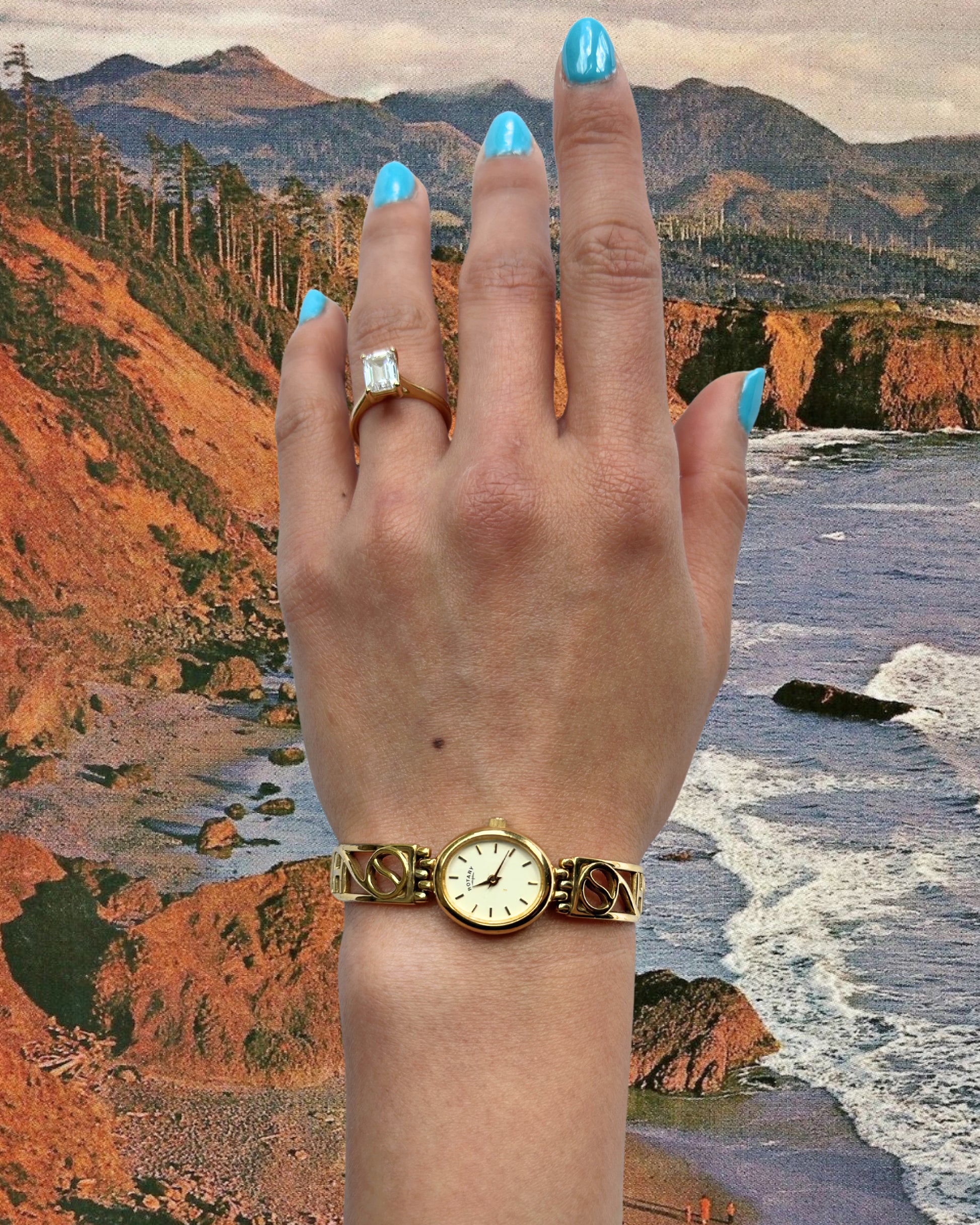 1980s Rotary patterned gold-plated quartz watch