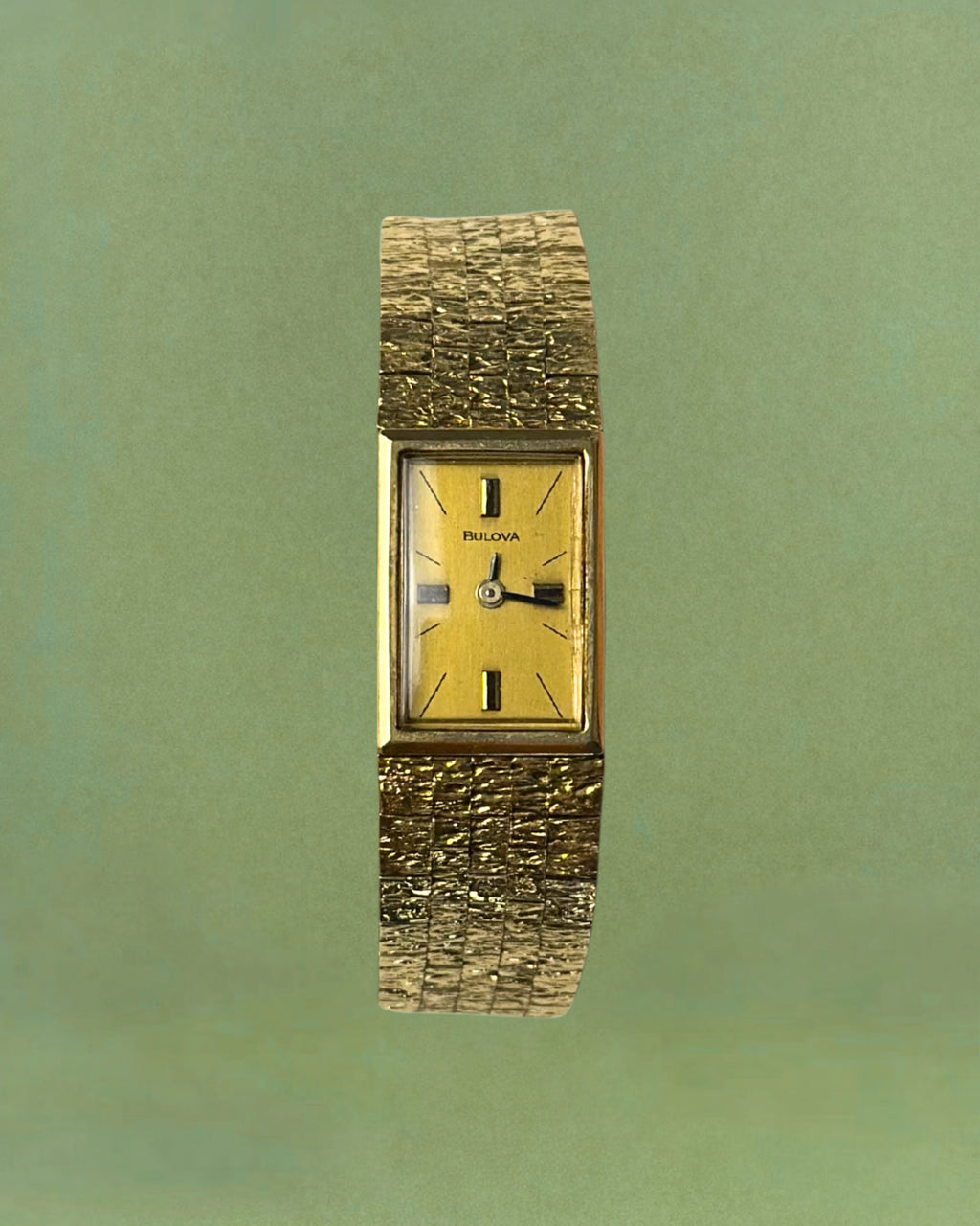 1970s Bulova gold-plated rectangular mechanical watch