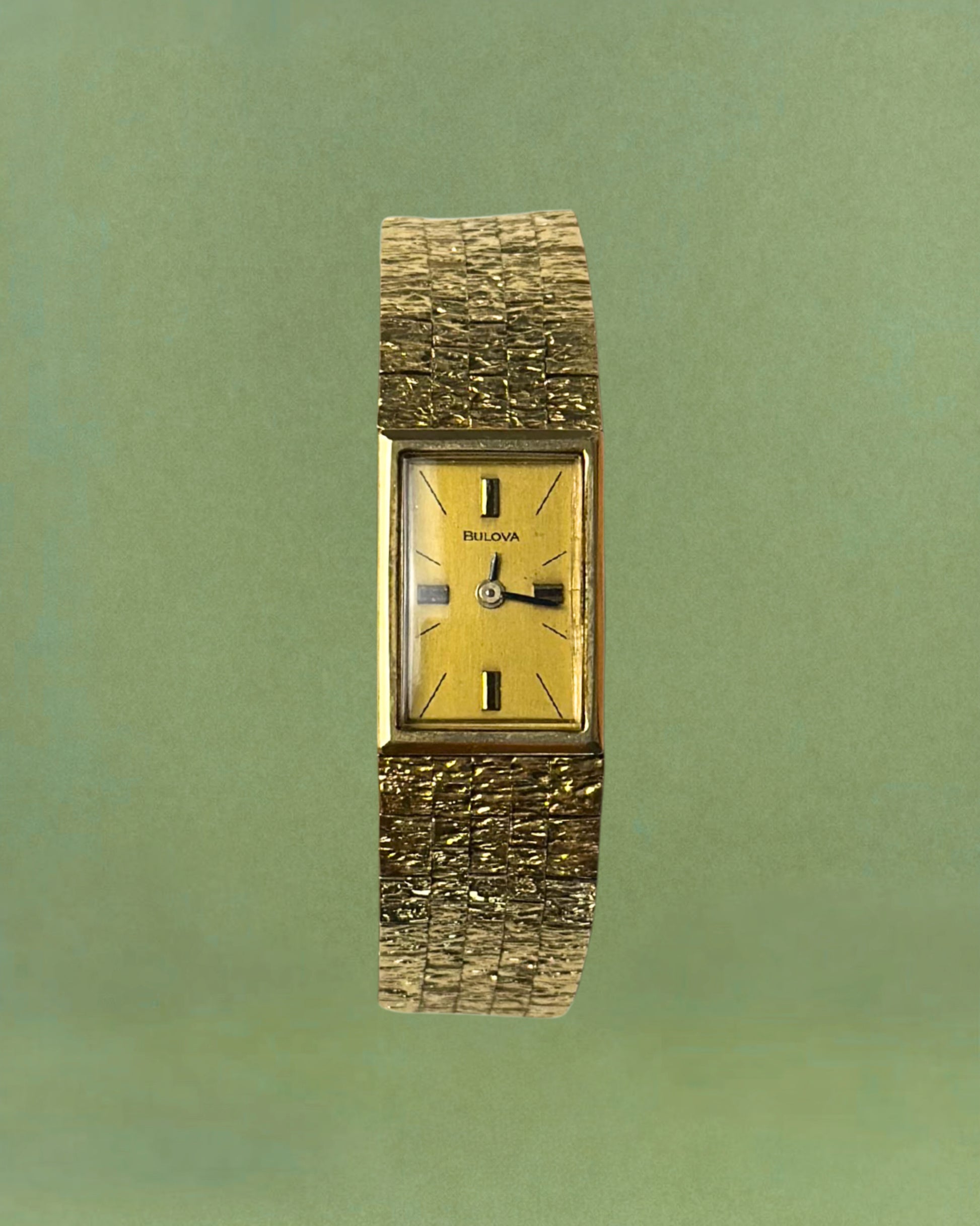 1970s Bulova gold-plated rectangular mechanical watch