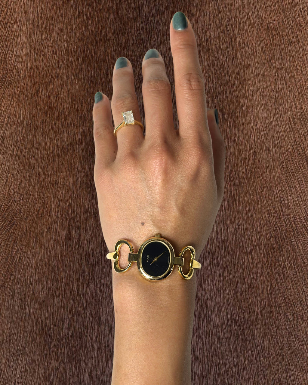 1990s Gucci gold-plated horsebit quartz watch