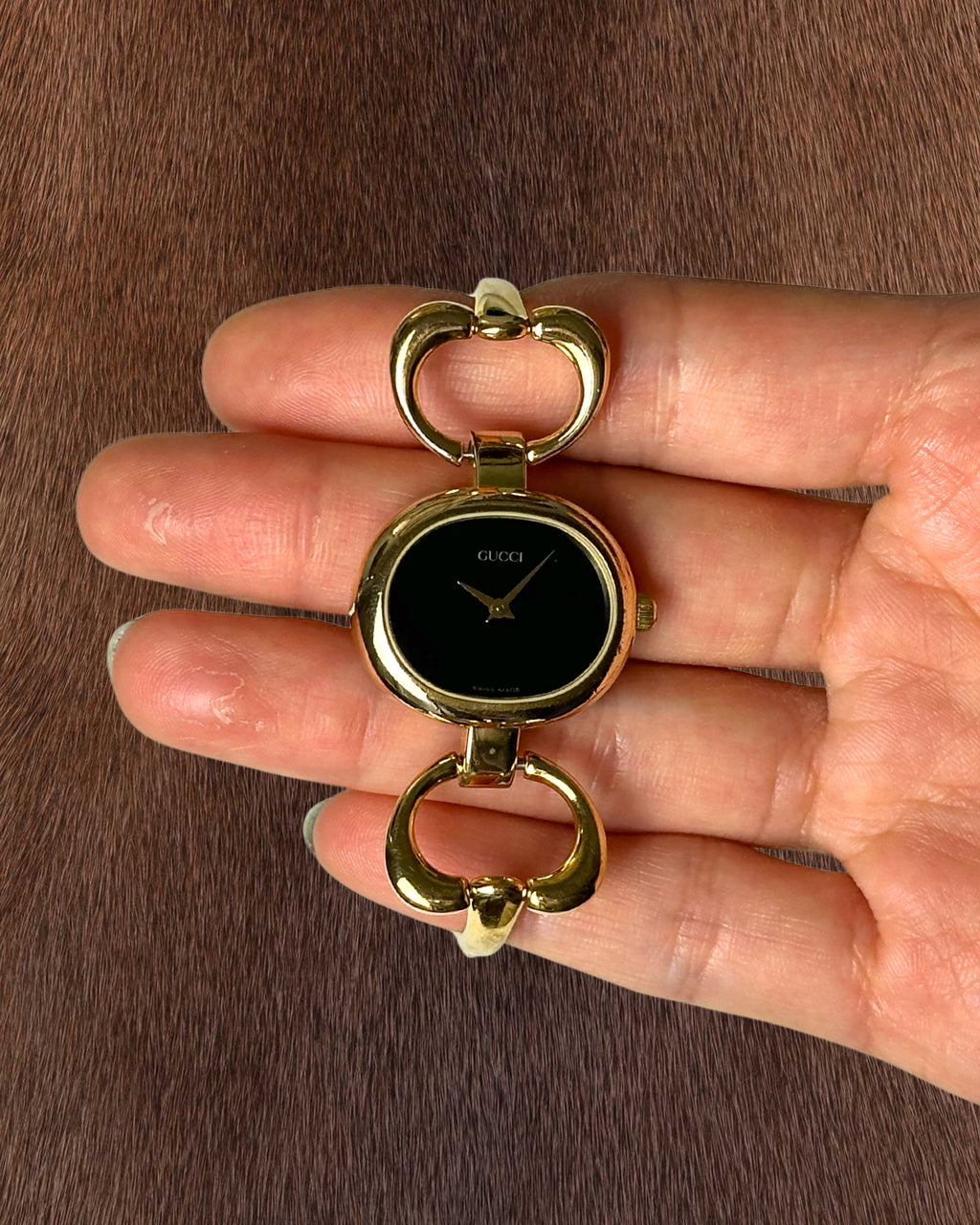 1990s Gucci gold-plated horsebit quartz watch