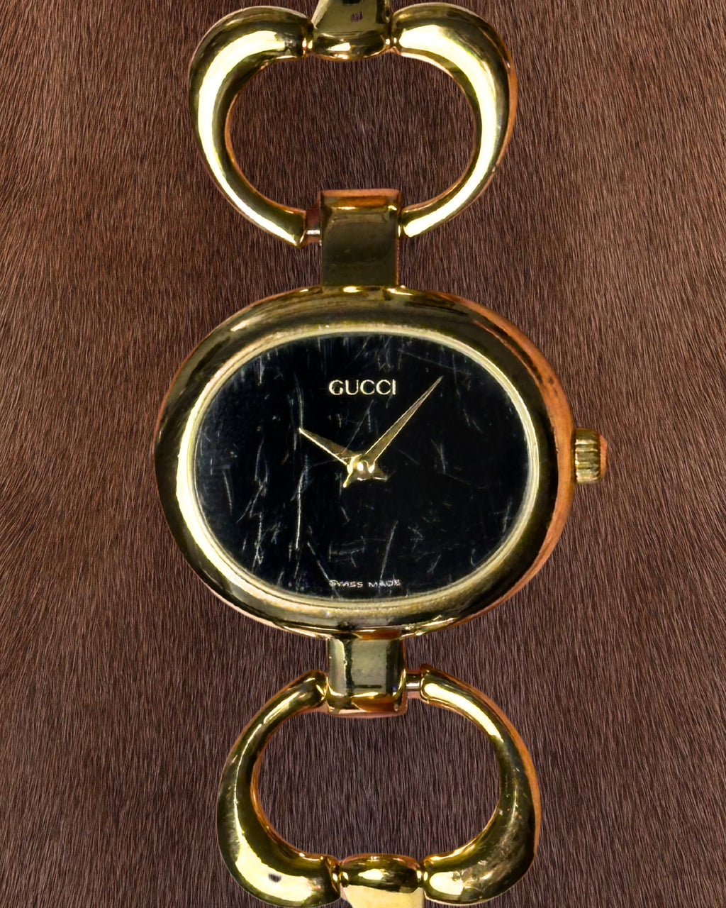 1990s Gucci gold-plated horsebit quartz watch