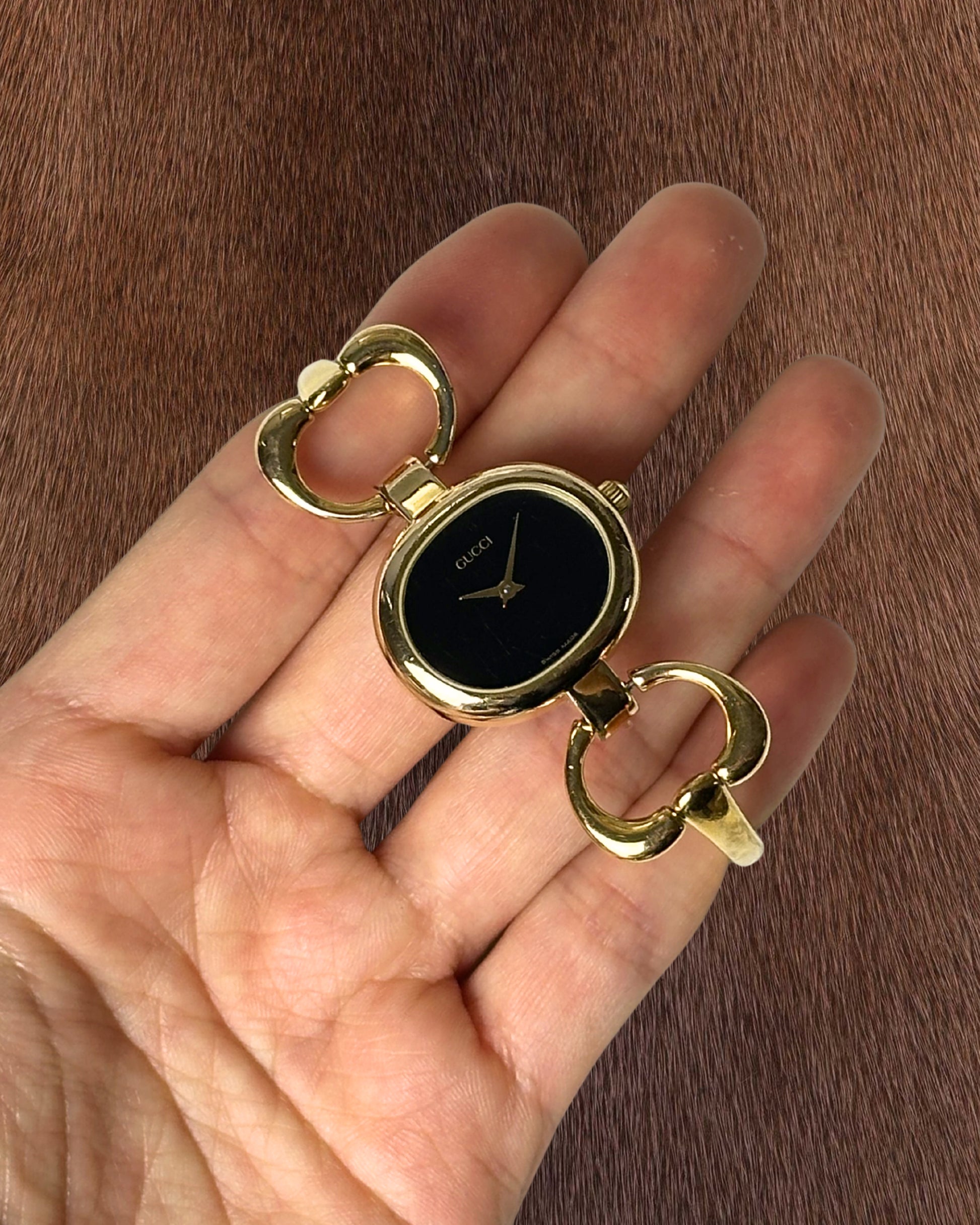1990s Gucci gold-plated horsebit quartz watch