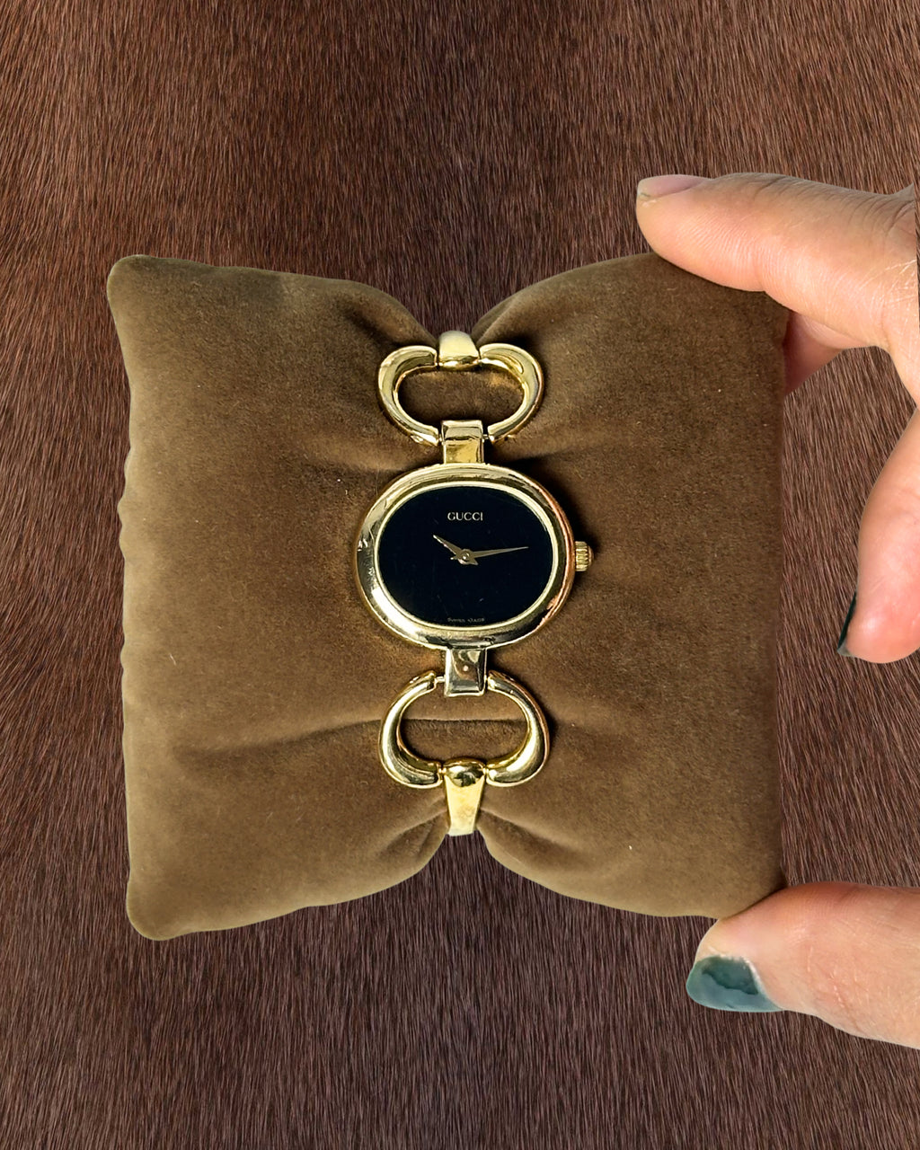 1990s Gucci gold-plated horsebit quartz watch