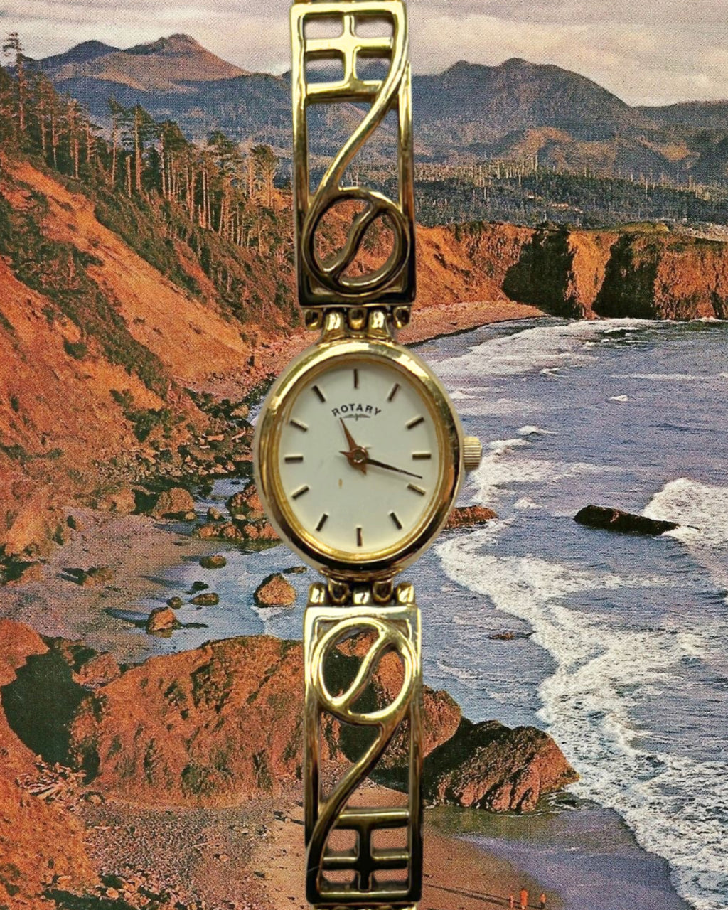 1980s Rotary patterned gold-plated quartz watch