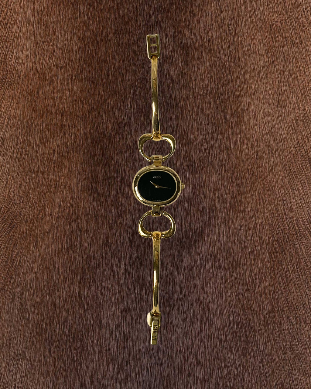 1990s Gucci gold-plated horsebit quartz watch