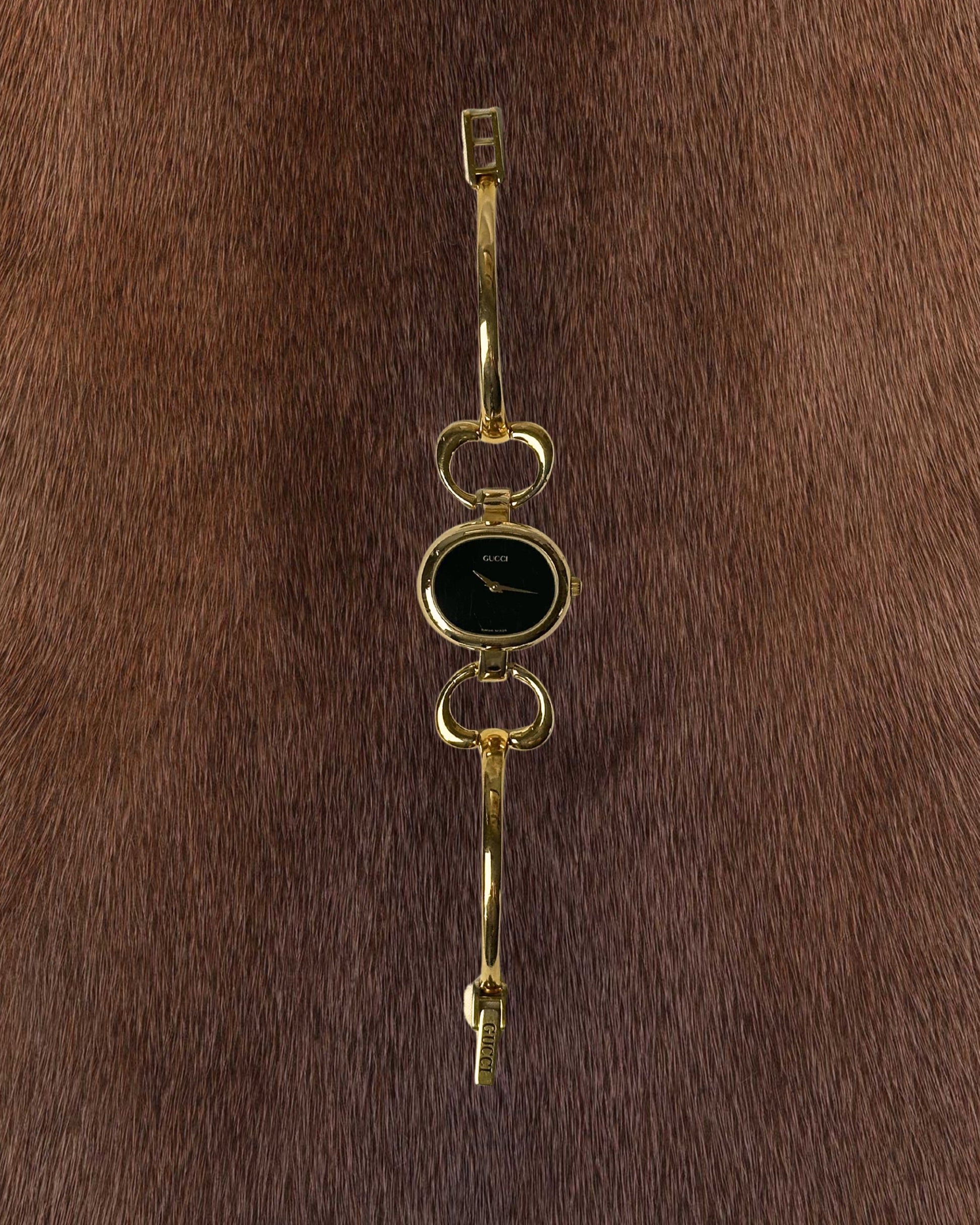 1990s Gucci gold-plated horsebit quartz watch