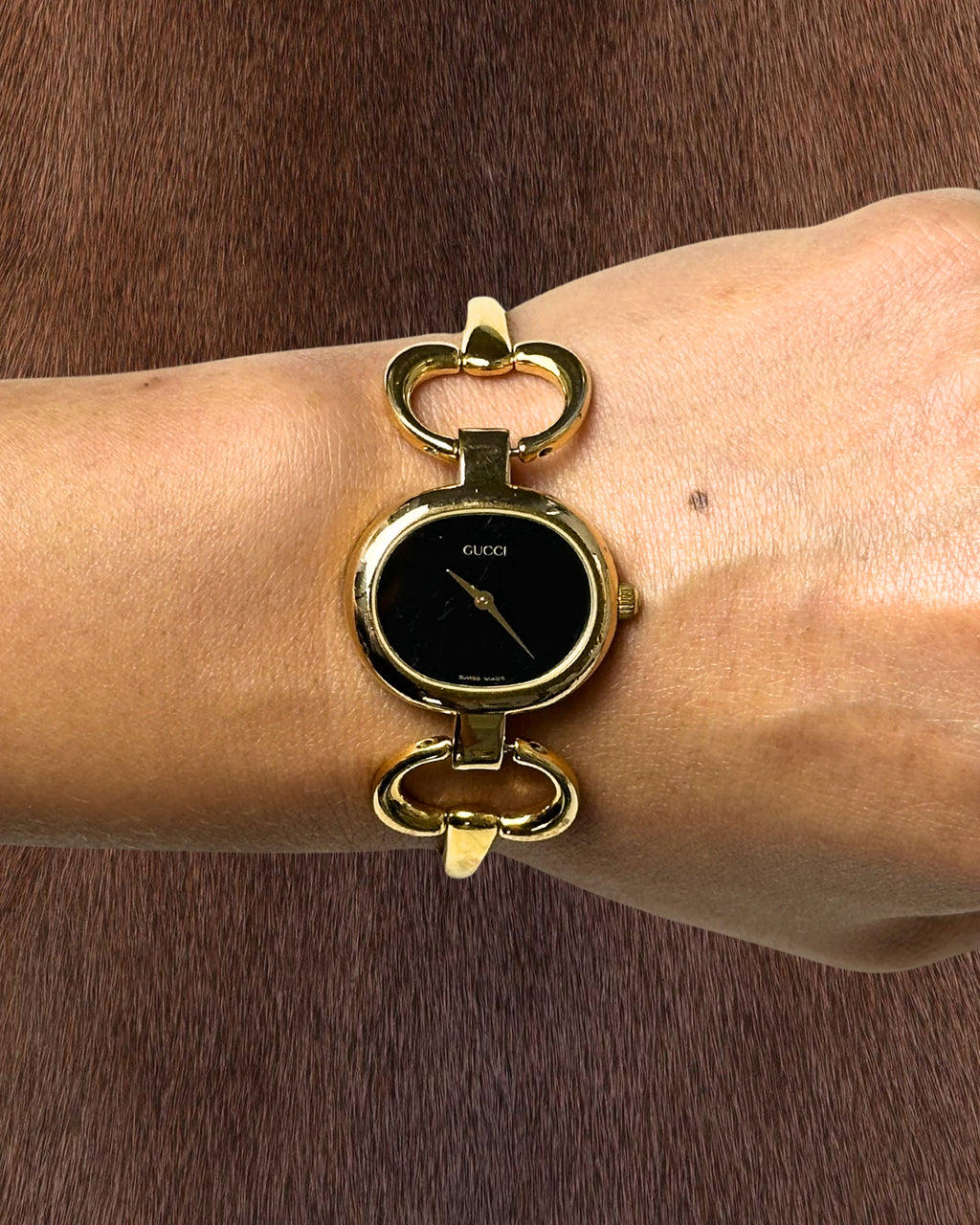 1990s Gucci gold-plated horsebit quartz watch