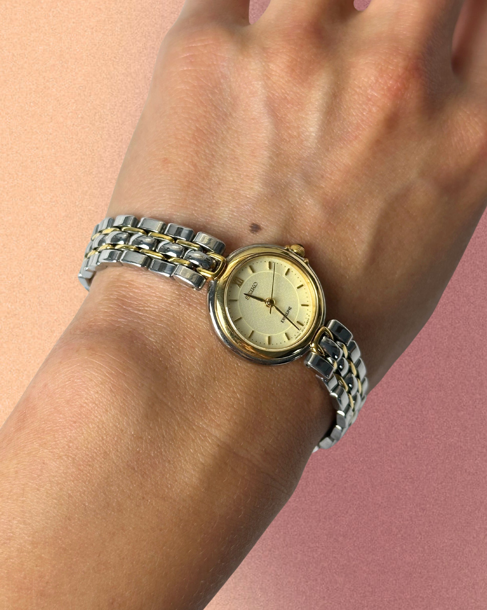 1980s Seiko Exceline two-tone round quartz watch