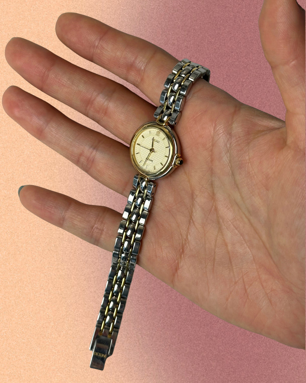 1980s Seiko Exceline two-tone round quartz watch
