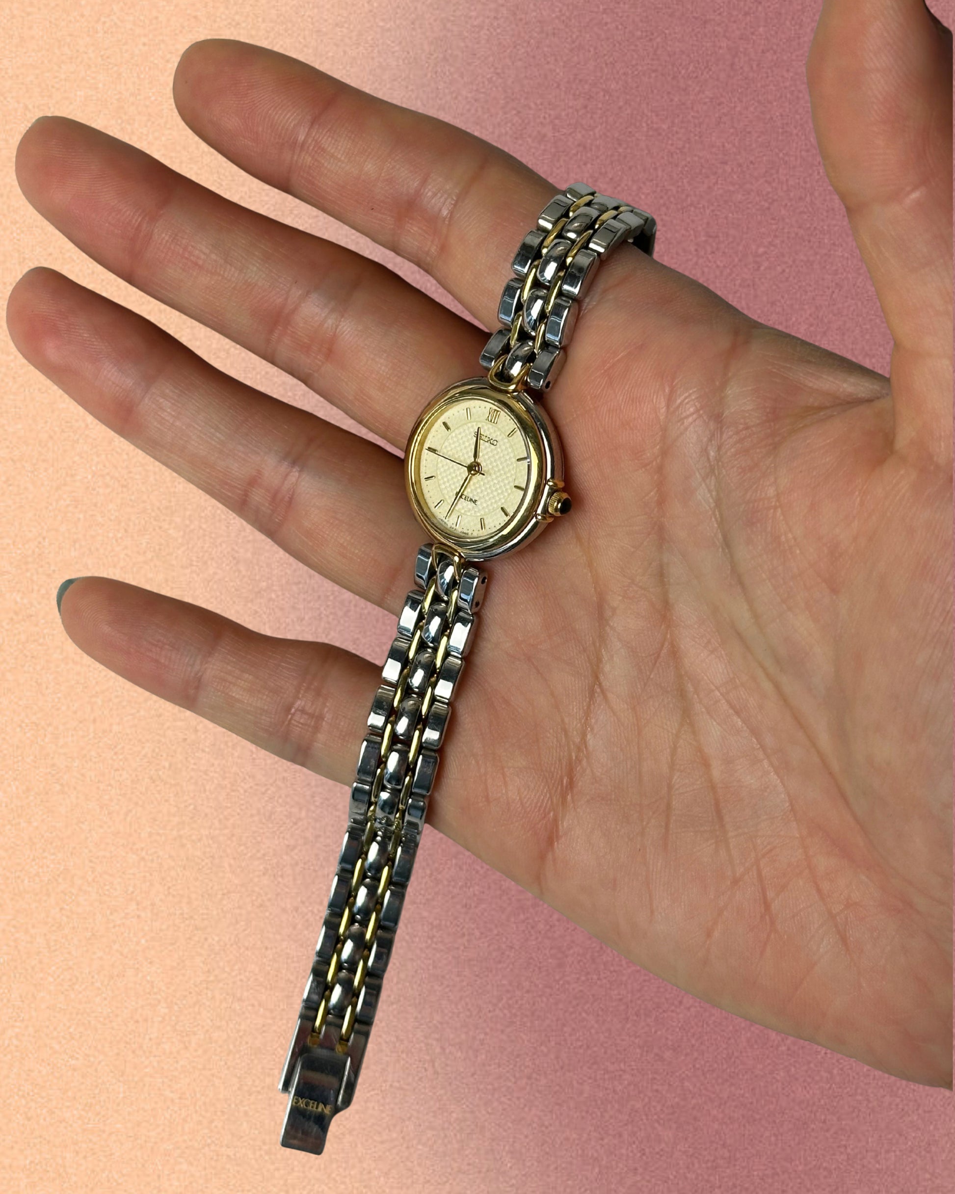 1980s Seiko Exceline two-tone round quartz watch