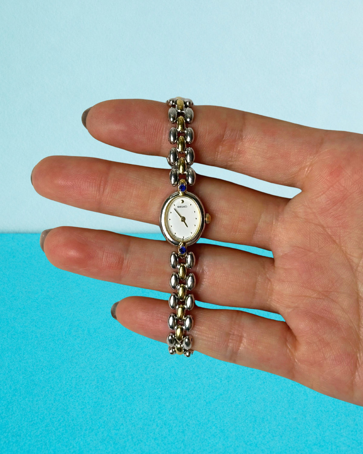 1980s rare Seiko sapphire two-tone quartz watch