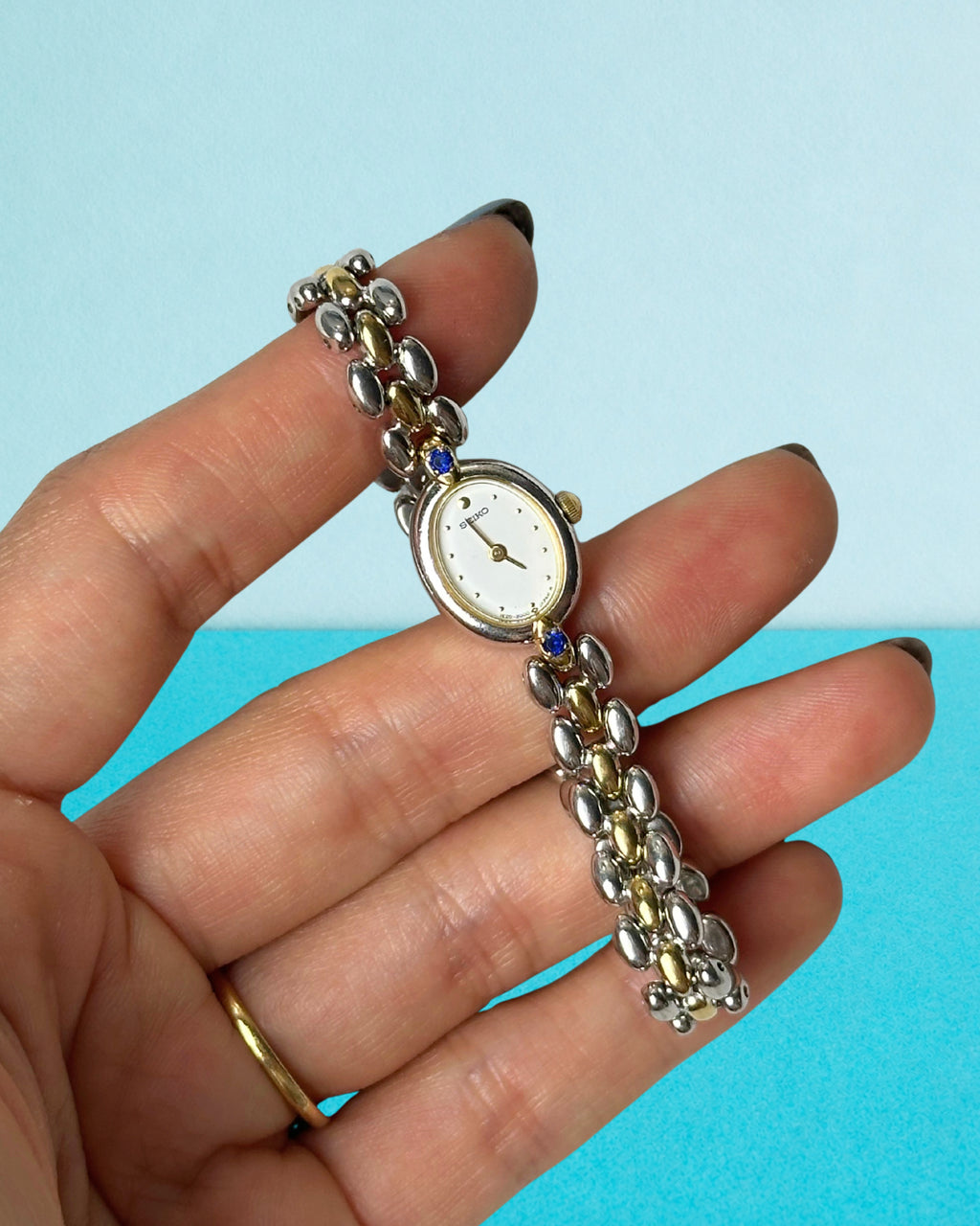 1980s rare Seiko sapphire two-tone quartz watch