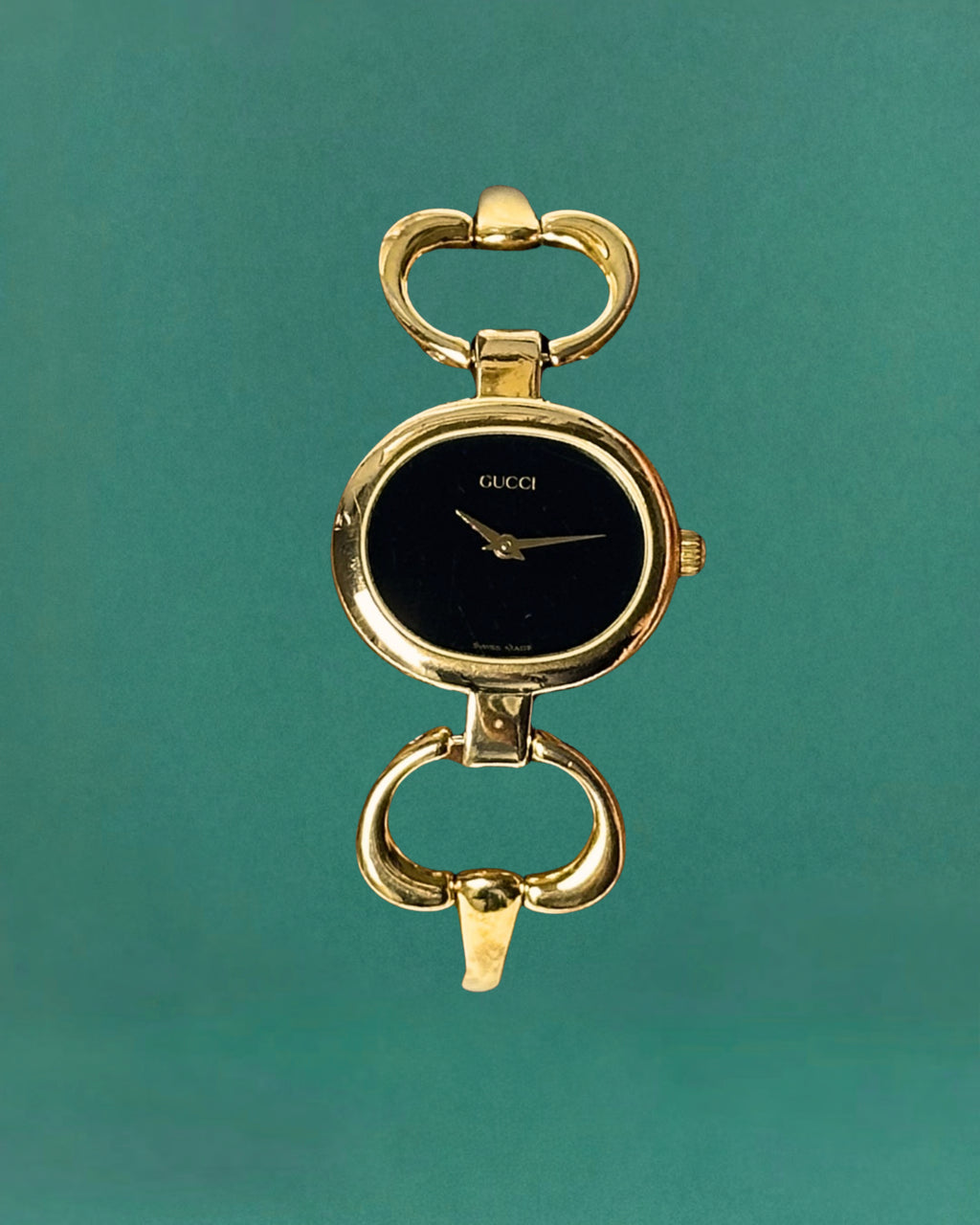 1990s Gucci gold-plated horsebit quartz watch