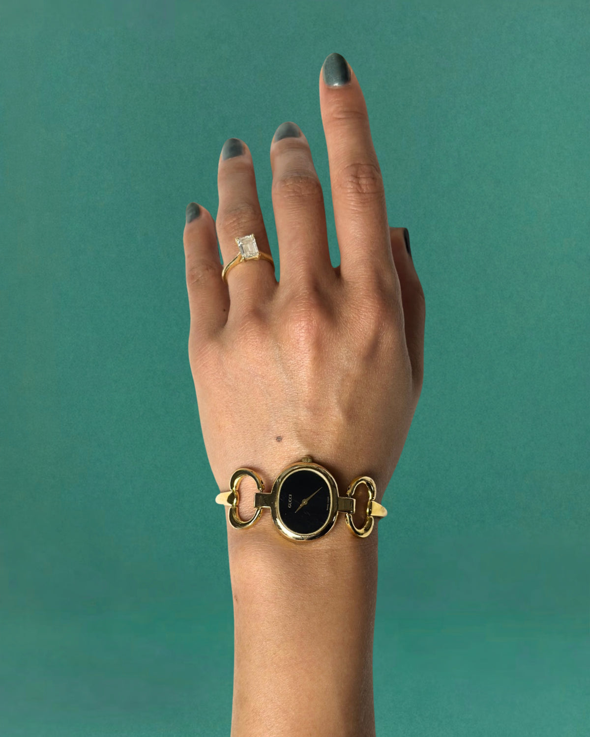 1990s Gucci gold-plated horsebit quartz watch