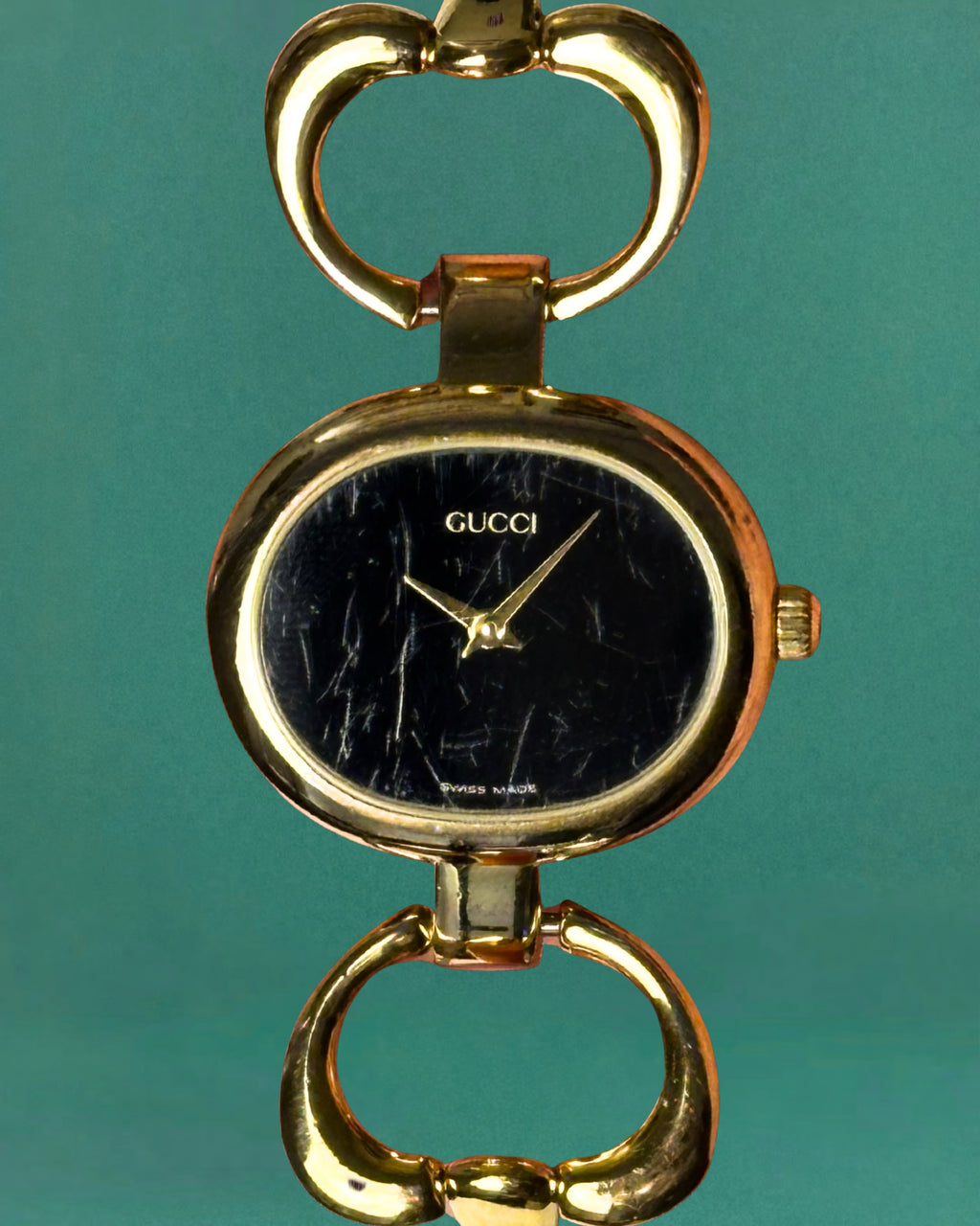 1990s Gucci gold-plated horsebit quartz watch