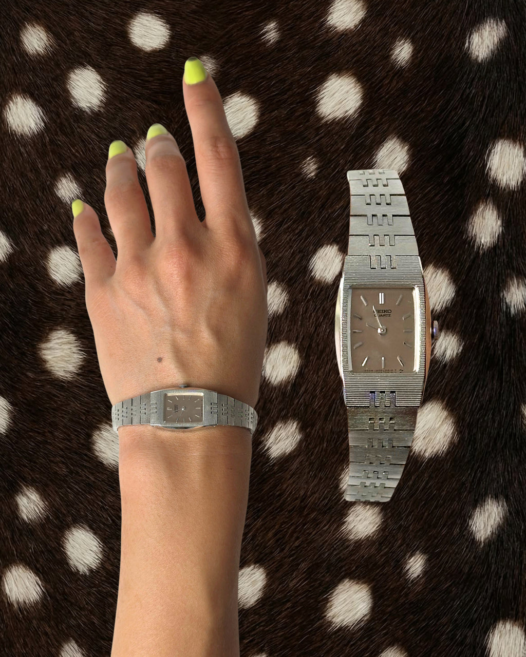 1980s Seiko rectangle silver-tone quartz watch