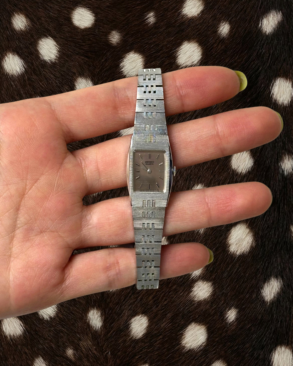 1980s Seiko rectangle silver-tone quartz watch