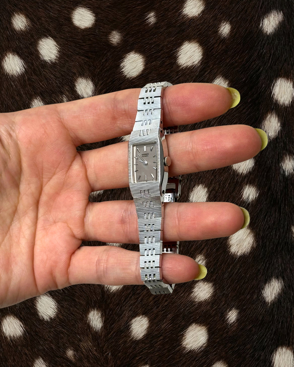 1980s Seiko rectangle silver-tone quartz watch