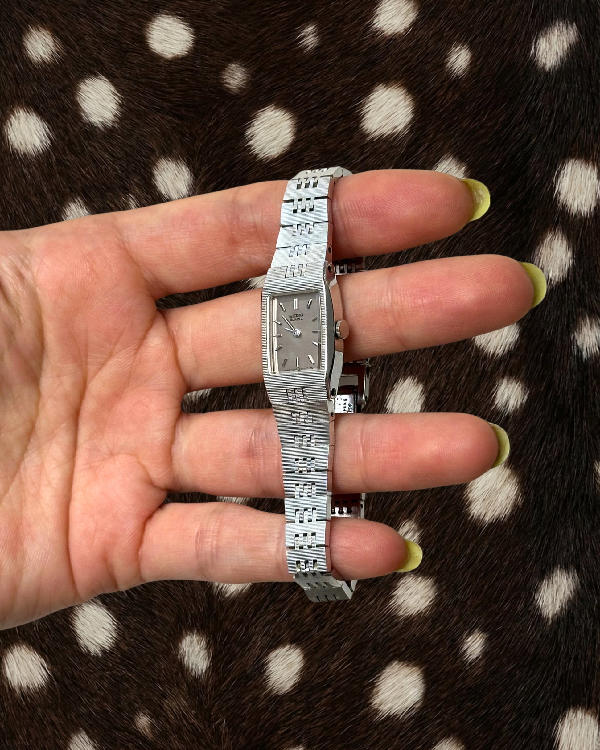 1980s Seiko rectangle silver-tone quartz watch