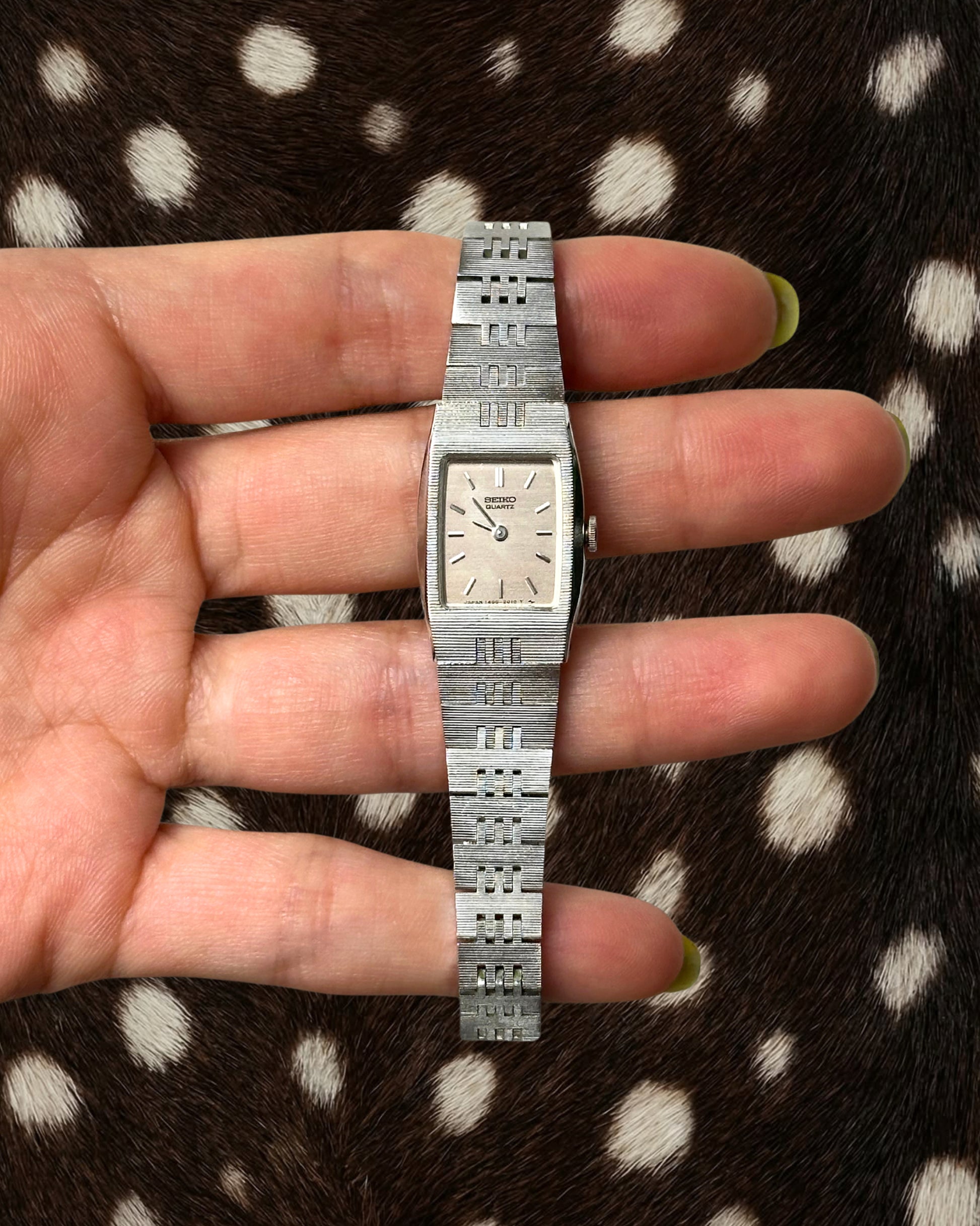 1980s Seiko rectangle silver-tone quartz watch